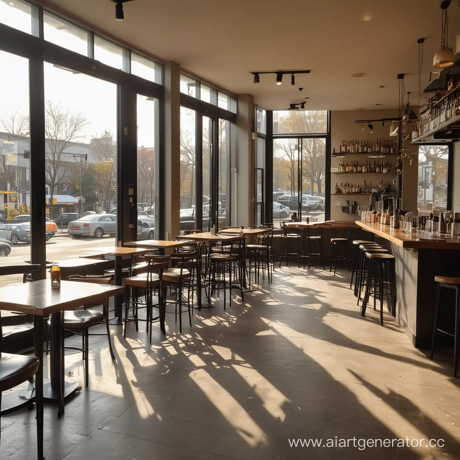 Cafe-Interior-with-Sunlit-Ambiance-and-Bar-Counter