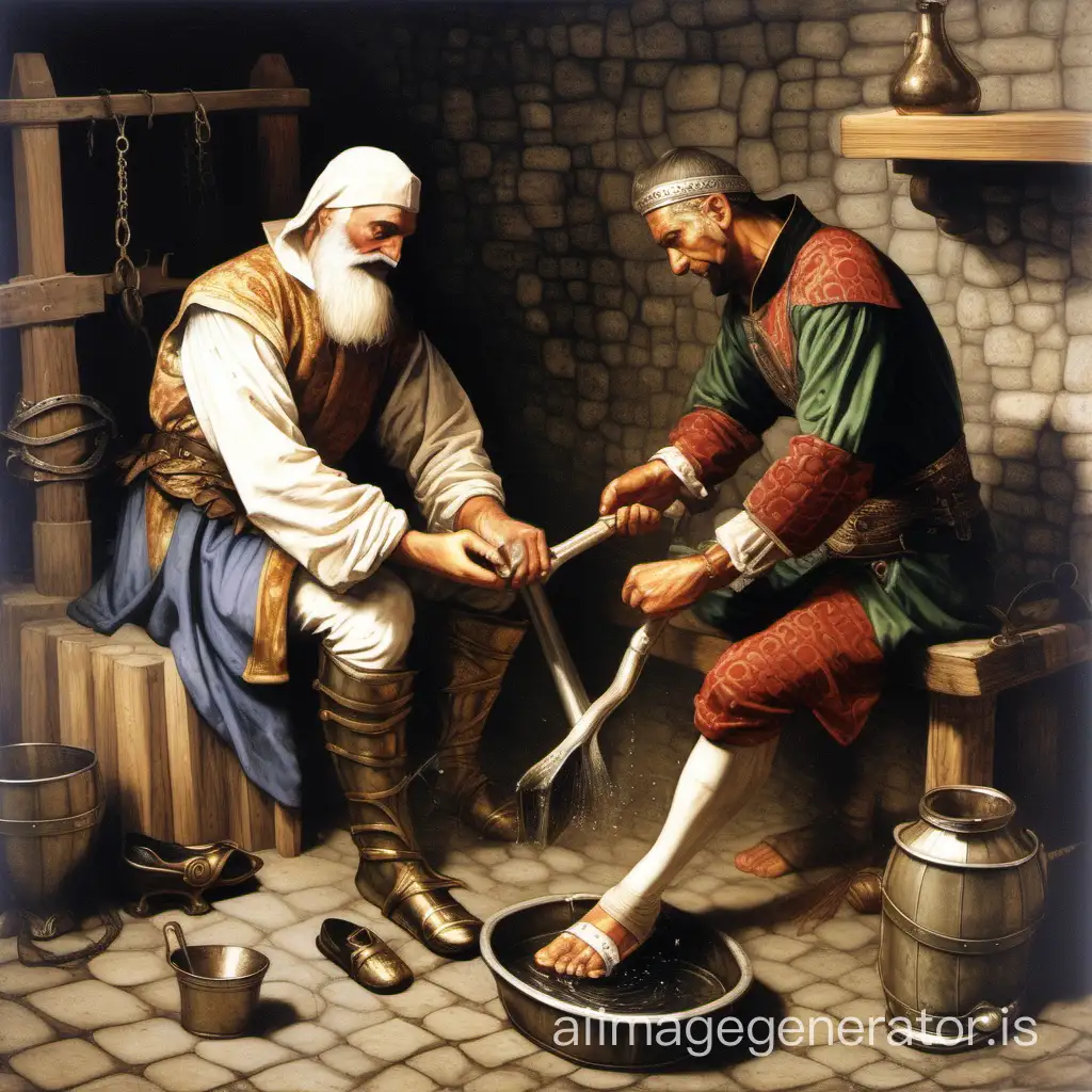 Feudal washes the feet of a serf