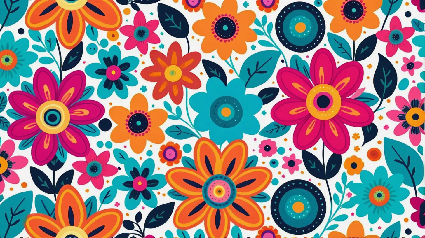 Fun and vibrant style flowers pattern