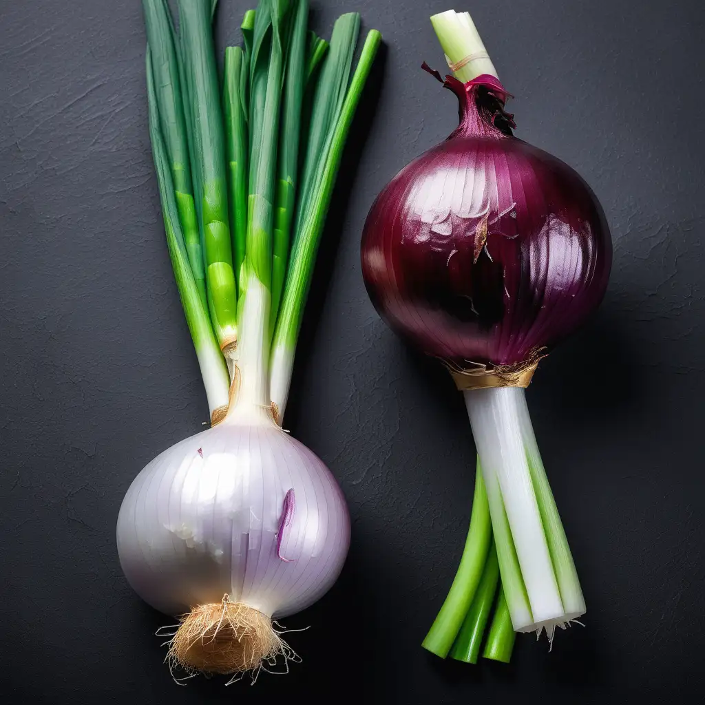 comparison on onion, green onion and leaks


