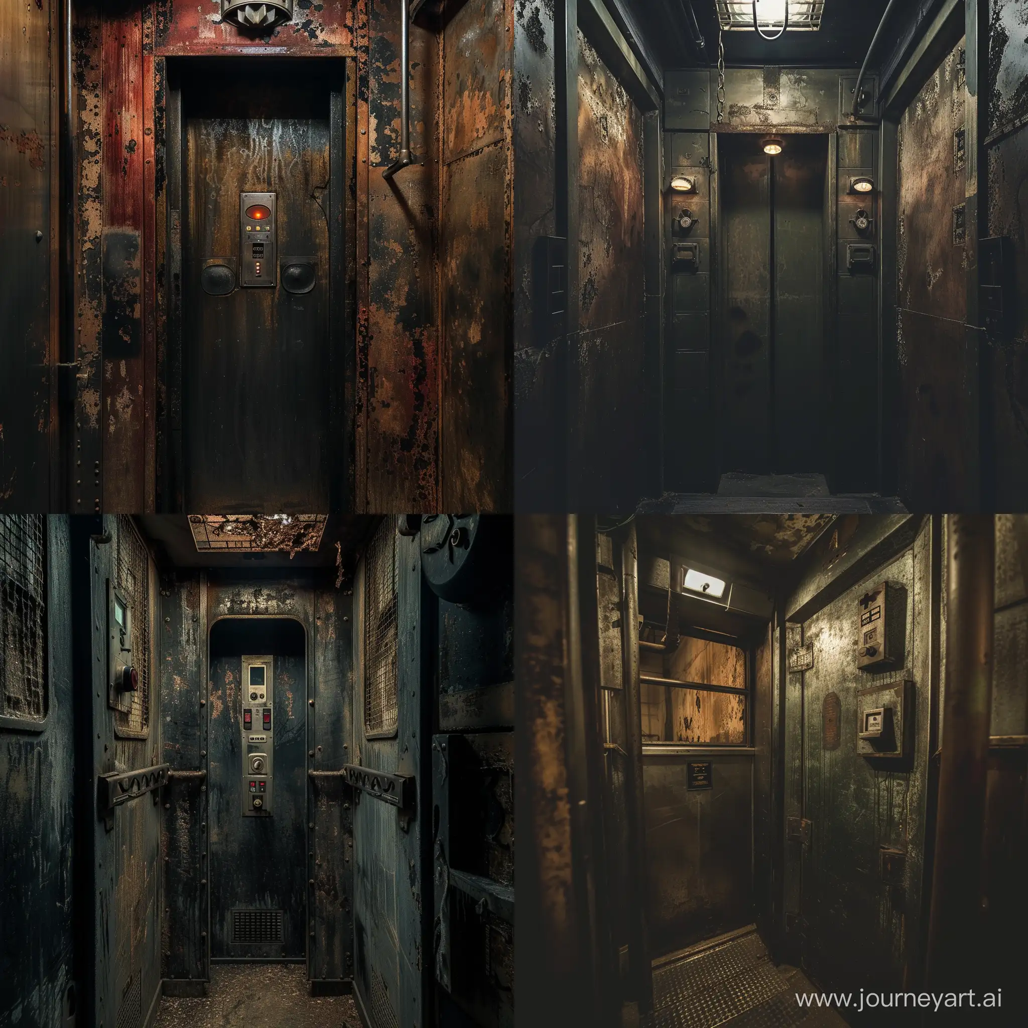 кабина старого страшного темного лифта