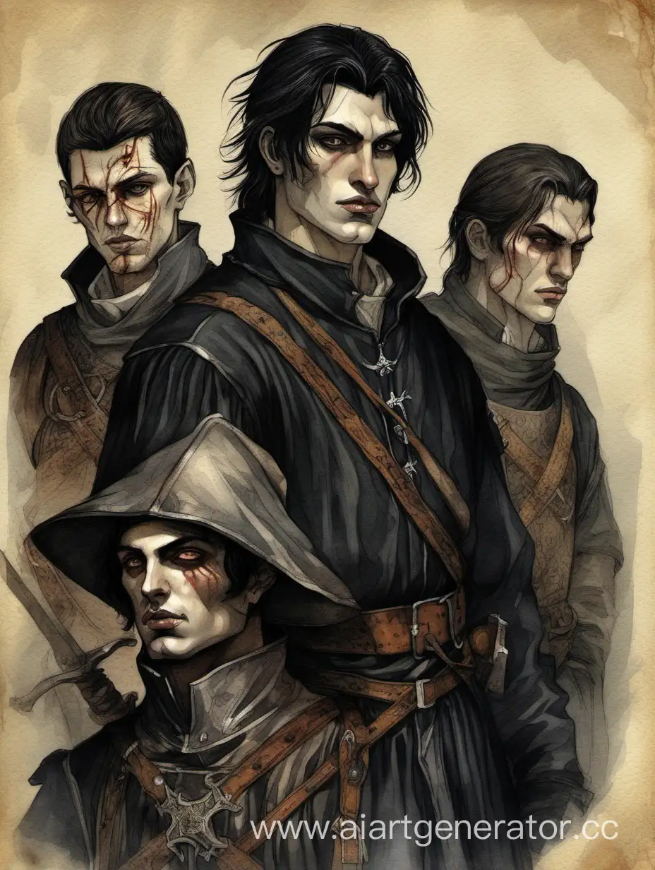 Young men, dark hair, facial scar, medieval, romania, inquisitor, witchhunter