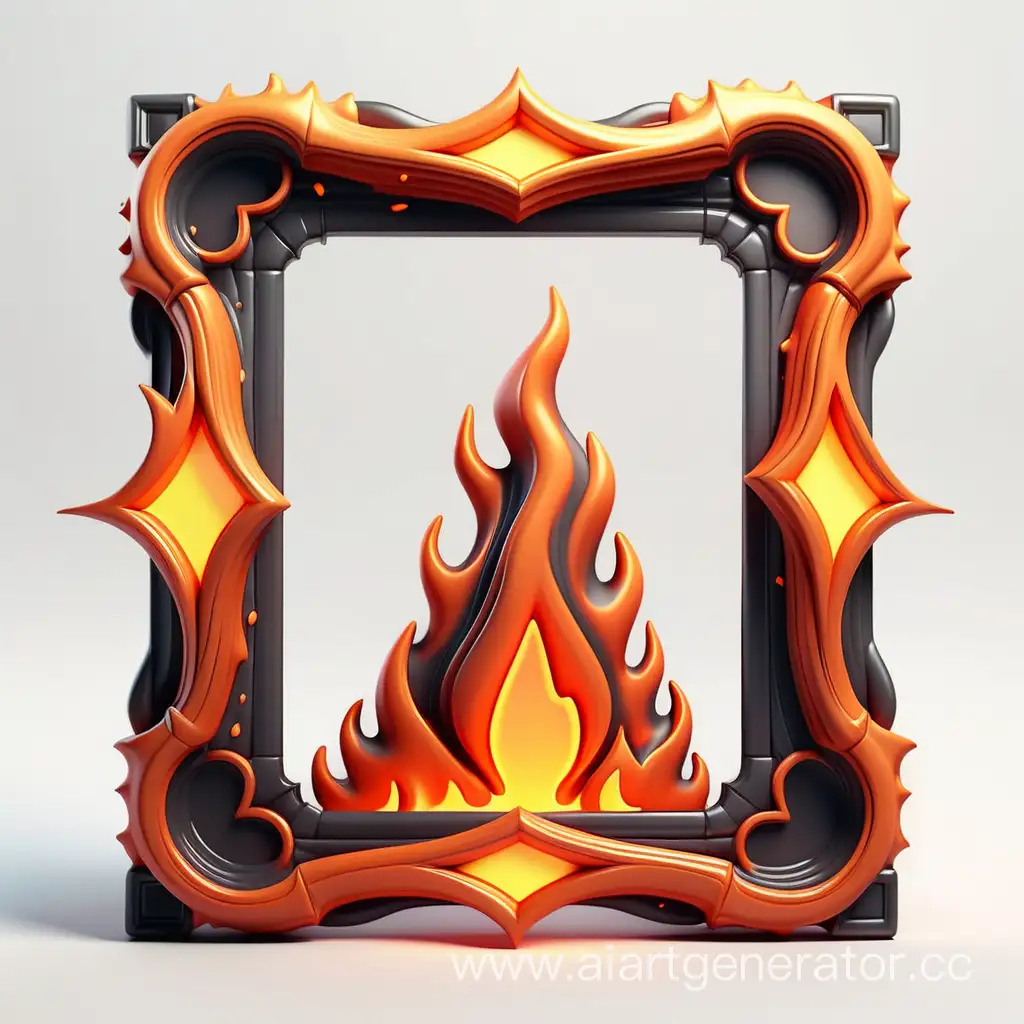 3D-Vintage-Fire-Frame-Icon-on-White-Background