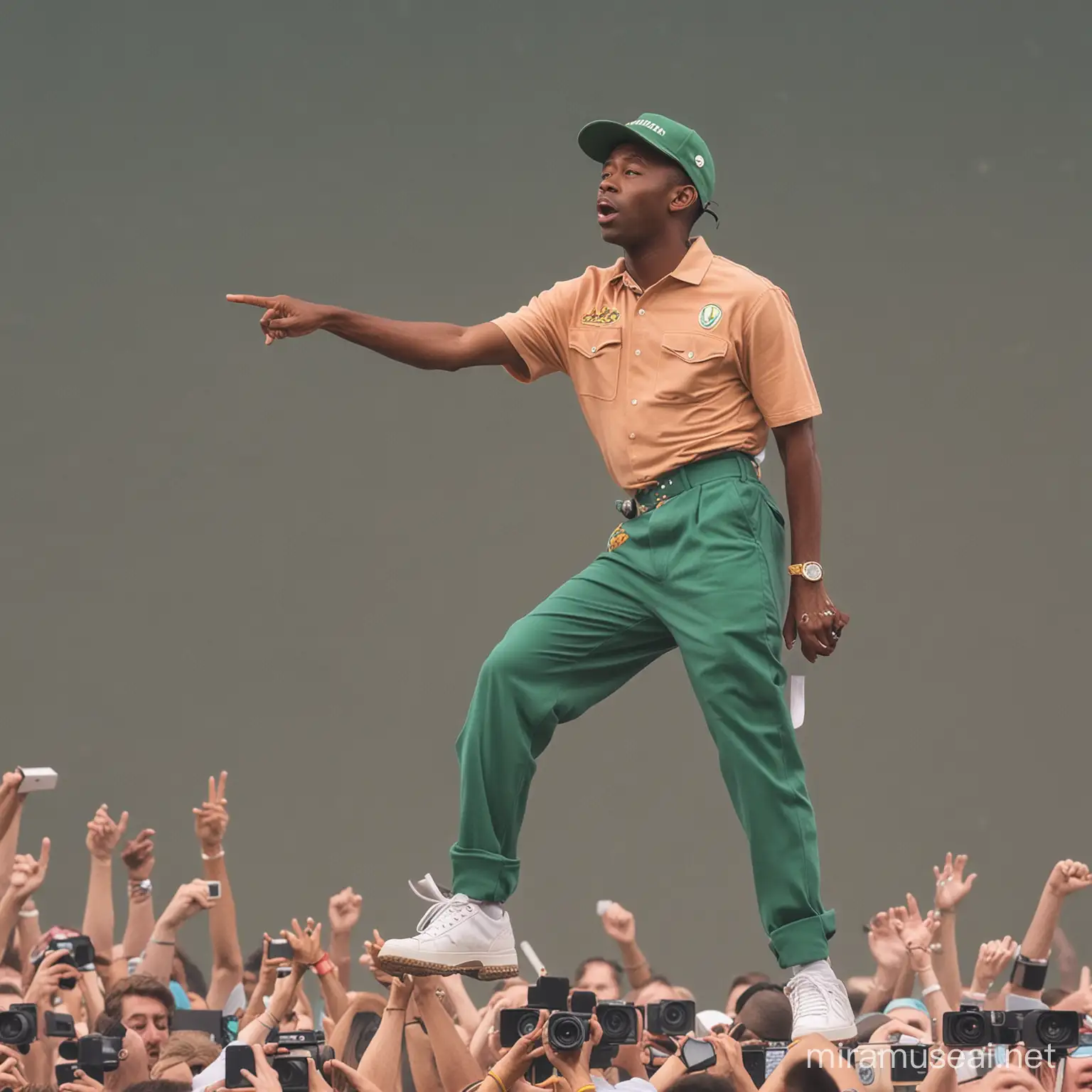 tyler the creator performing at cochella 2024 park ranger 
