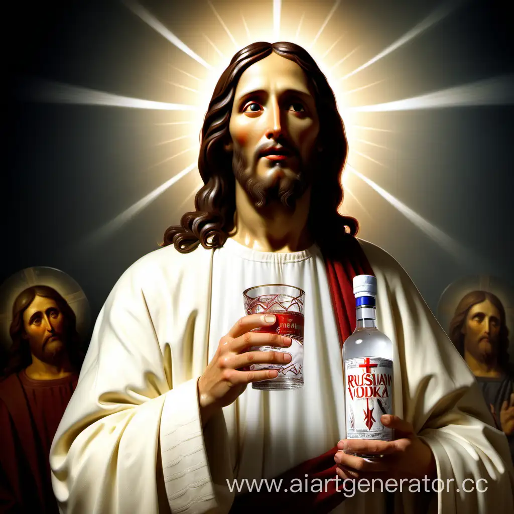 Иисус Христос пьёт русскую водку