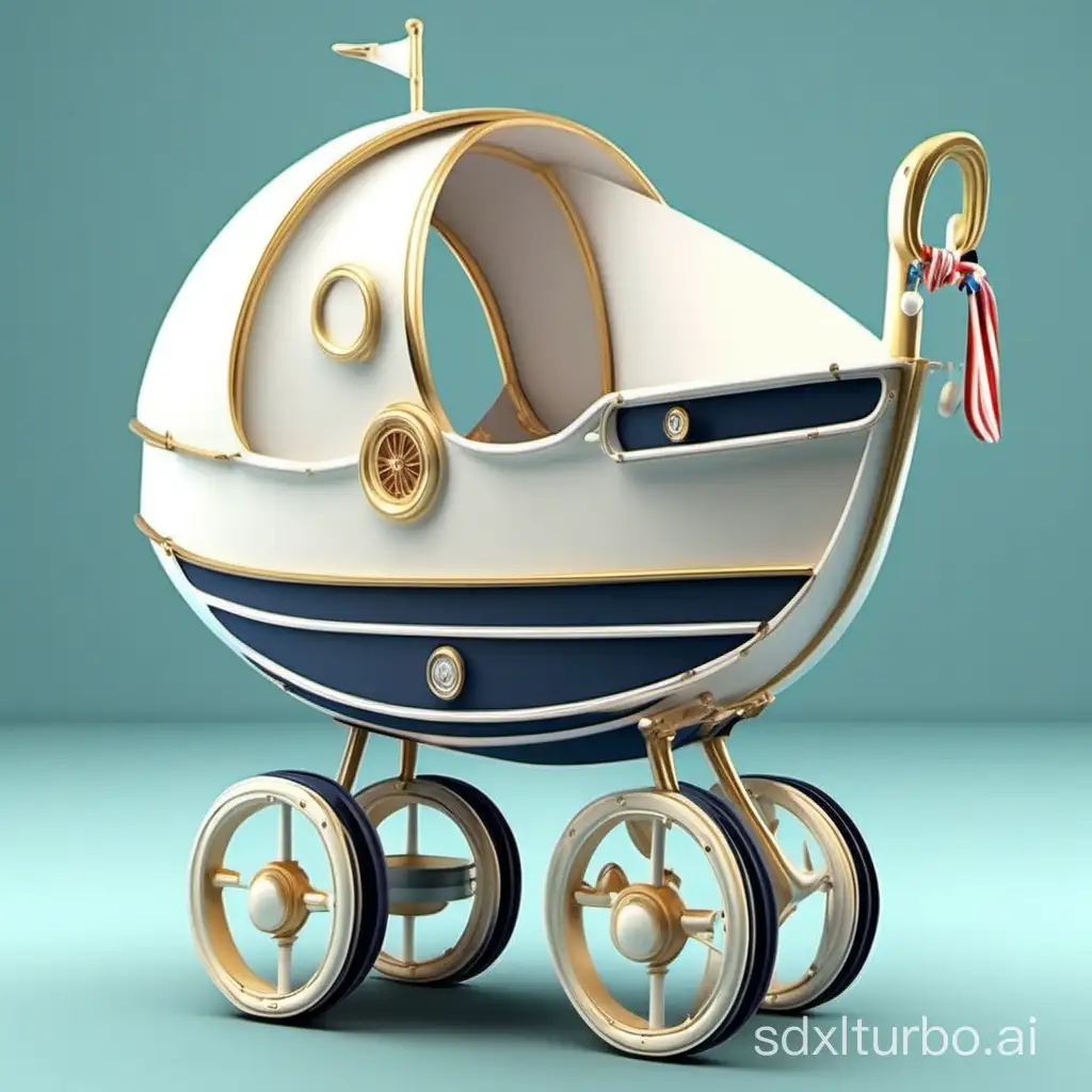 Luxurious-YachtShaped-Baby-Stroller-for-Stylish-Parents