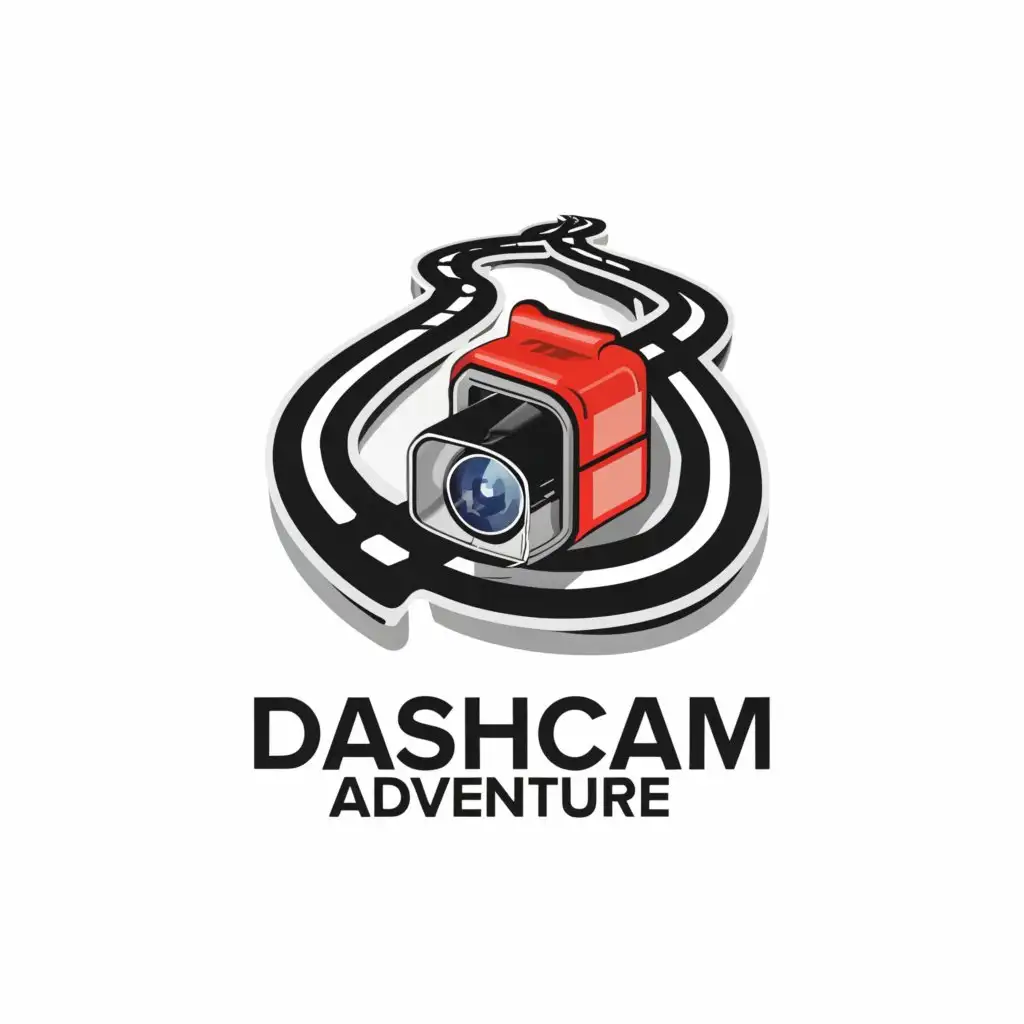 a logo design,with the text "DashCam Adventures", main symbol:Yes, I can give you an idea of what your logo could look like.

The logo could include a stylized dashcam, placed in the middle of the design. Around it could be stylized roads or paths, suggesting movement or a feeling of speed. These roads could be arranged in a circle or a spiral around the dashcam.

The color palette of the logo could include neutral, contrasting tones like black, gray and white, complemented by accents in bright blue or red to attract attention.

The channel name could be placed elegantly and modernly above or under the dashcam, to round off the logo. Such a design conveys clarity and professionalism and gives a clear indication of the channel's content.
,Moderate,clear background