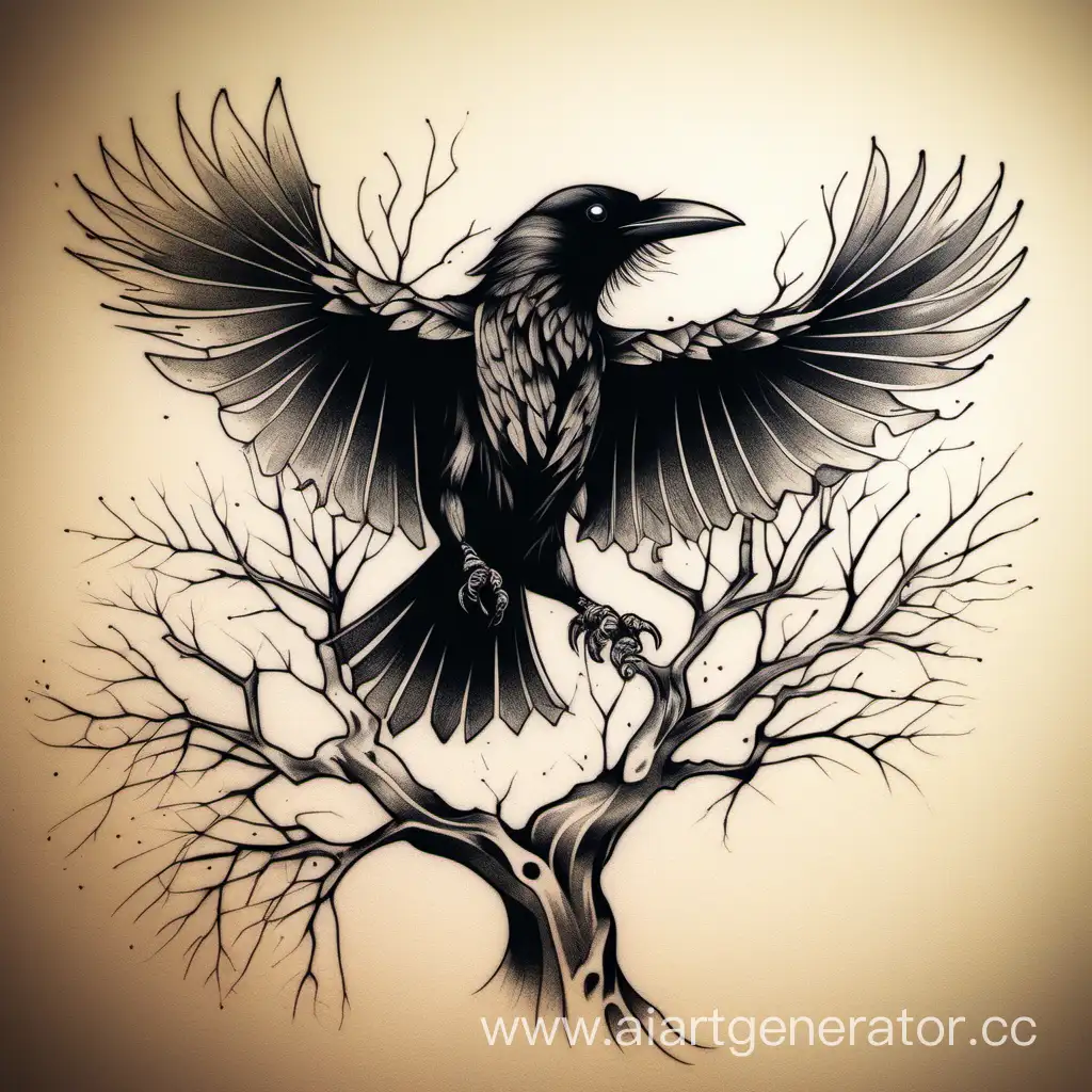 Majestic-Crow-Tattoo-Sketch-on-Chest
