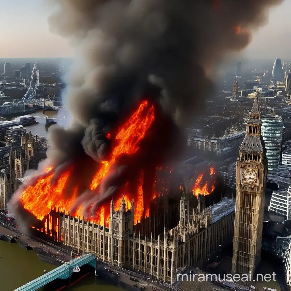 London being attacked by killer drones and all of London is on fire. People on fire, buildings on fire. London attacked by killer drones.