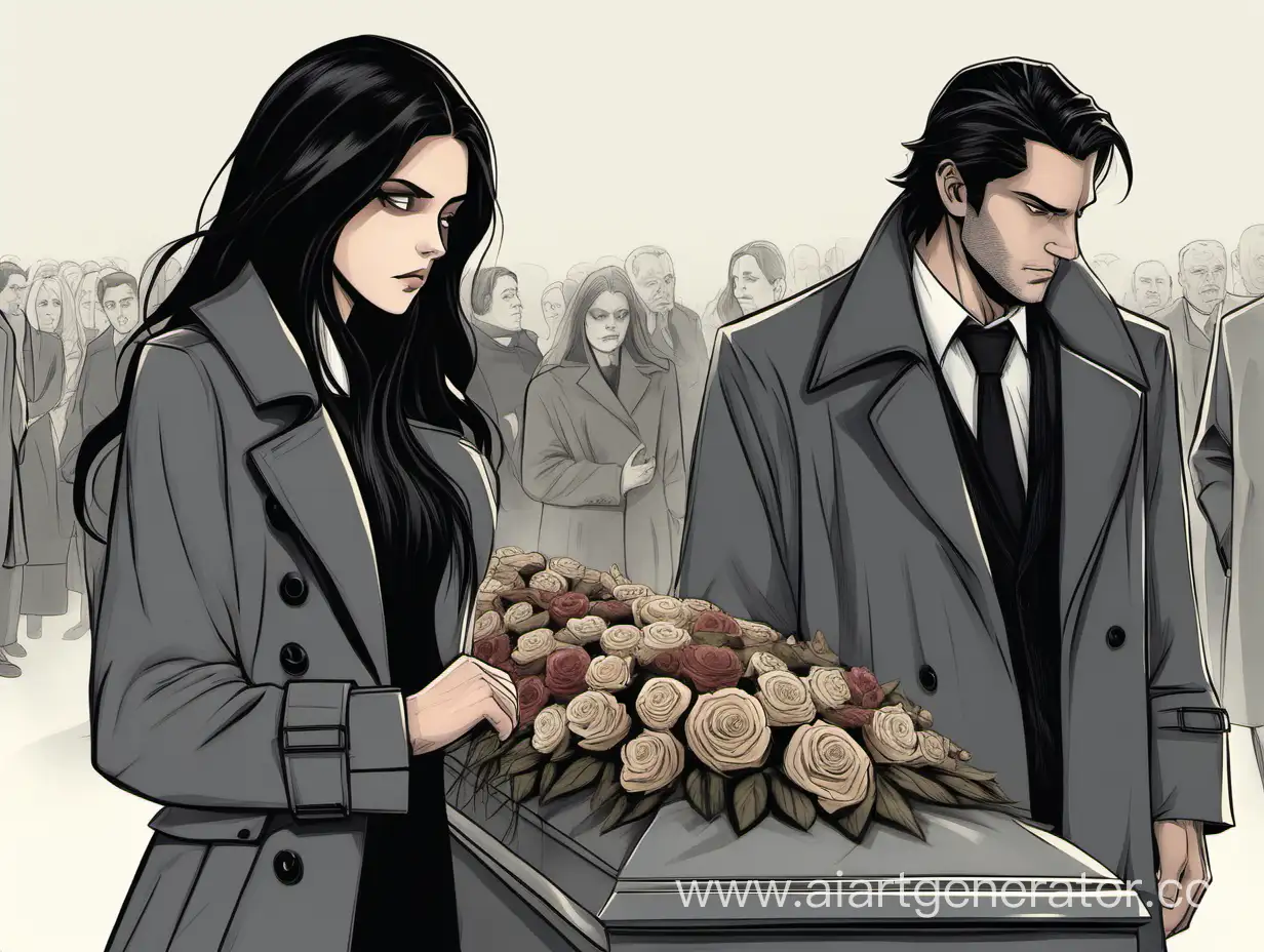 Mournful-Man-in-Gray-Trench-Coat-at-Funeral