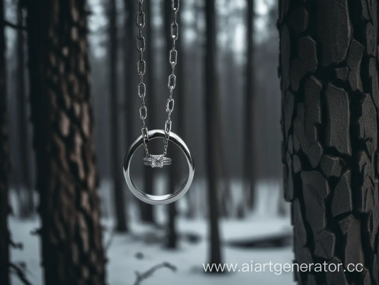 Solitary-Wedding-Ring-Suspended-in-Winter-Forest-Ambiance