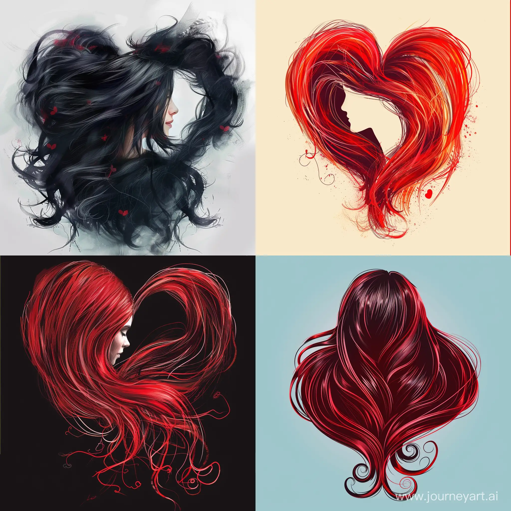 Generate an artistic depiction of 'hair in heart shape' suitable for Valentine's Day