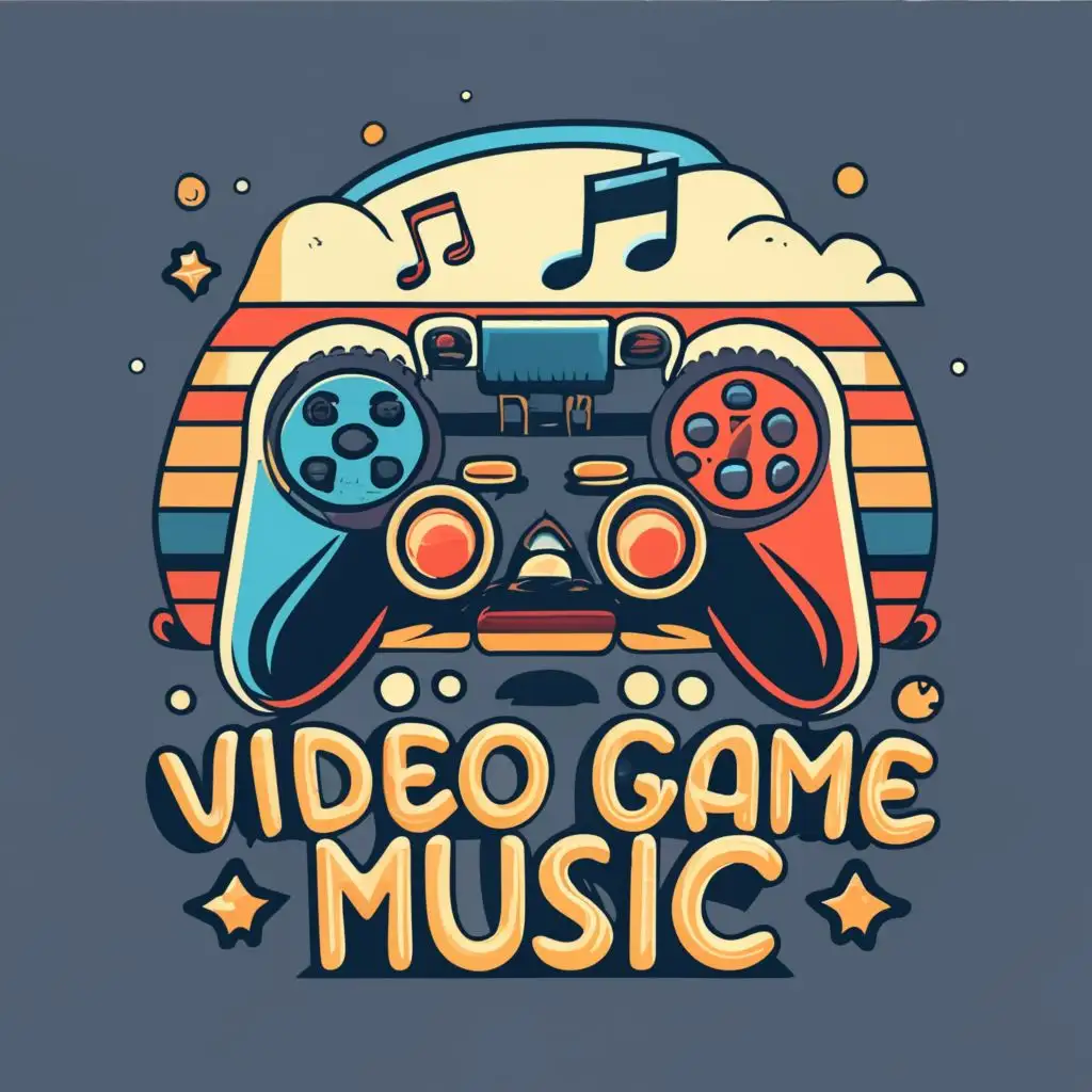 logo, game controller, with the text "Video Game Music", typography, be used in Entertainment industry
