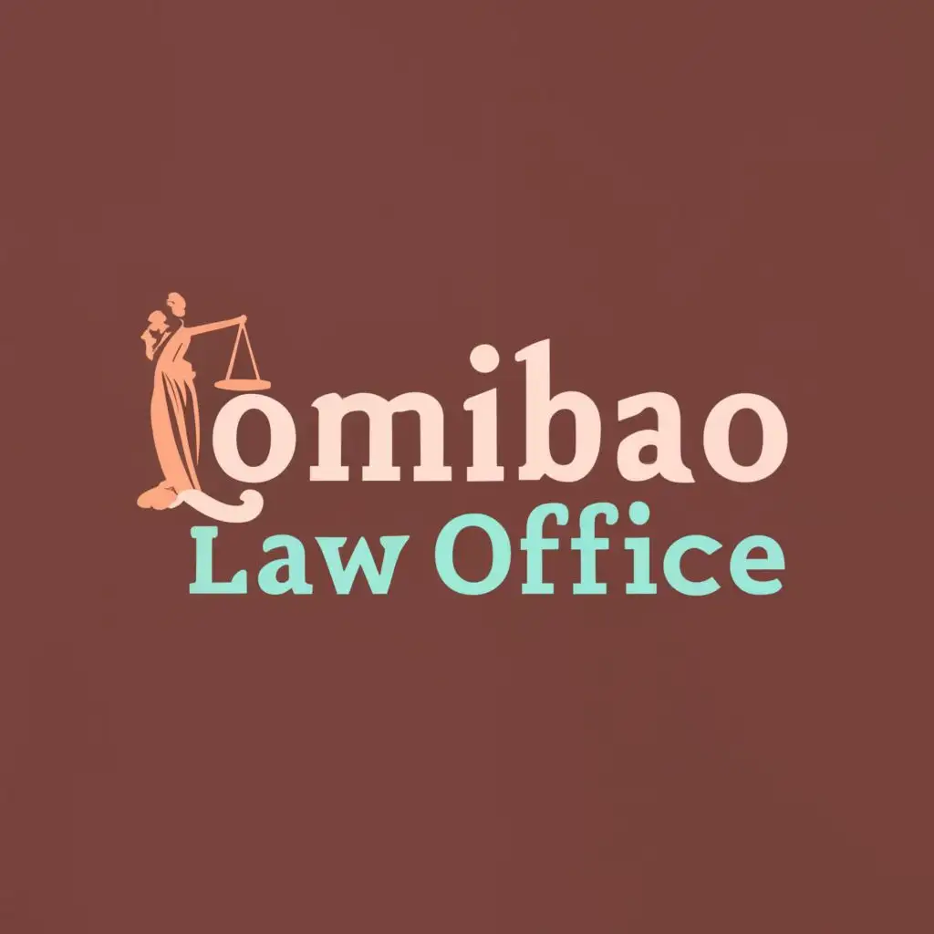 logo, LADY JUSTICE
, with the text "LOMIBAO LAW OFFICE", typography