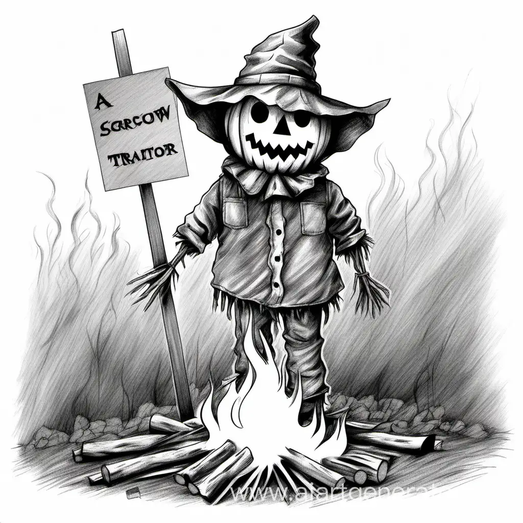 Scarecrow-Bonfire-with-Traitor-Sign-Art-for-Tracing