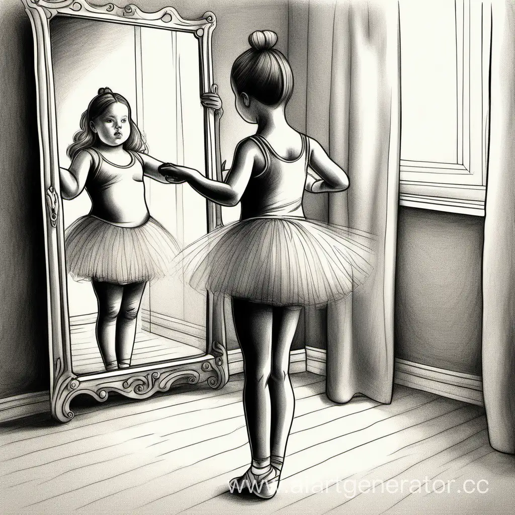 Ballerina-Contemplating-Body-Image-in-Front-of-Mirror