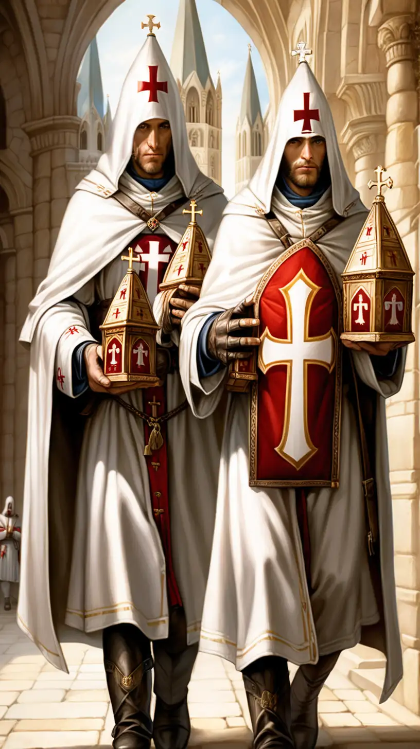handsome templars carrying the holy relics