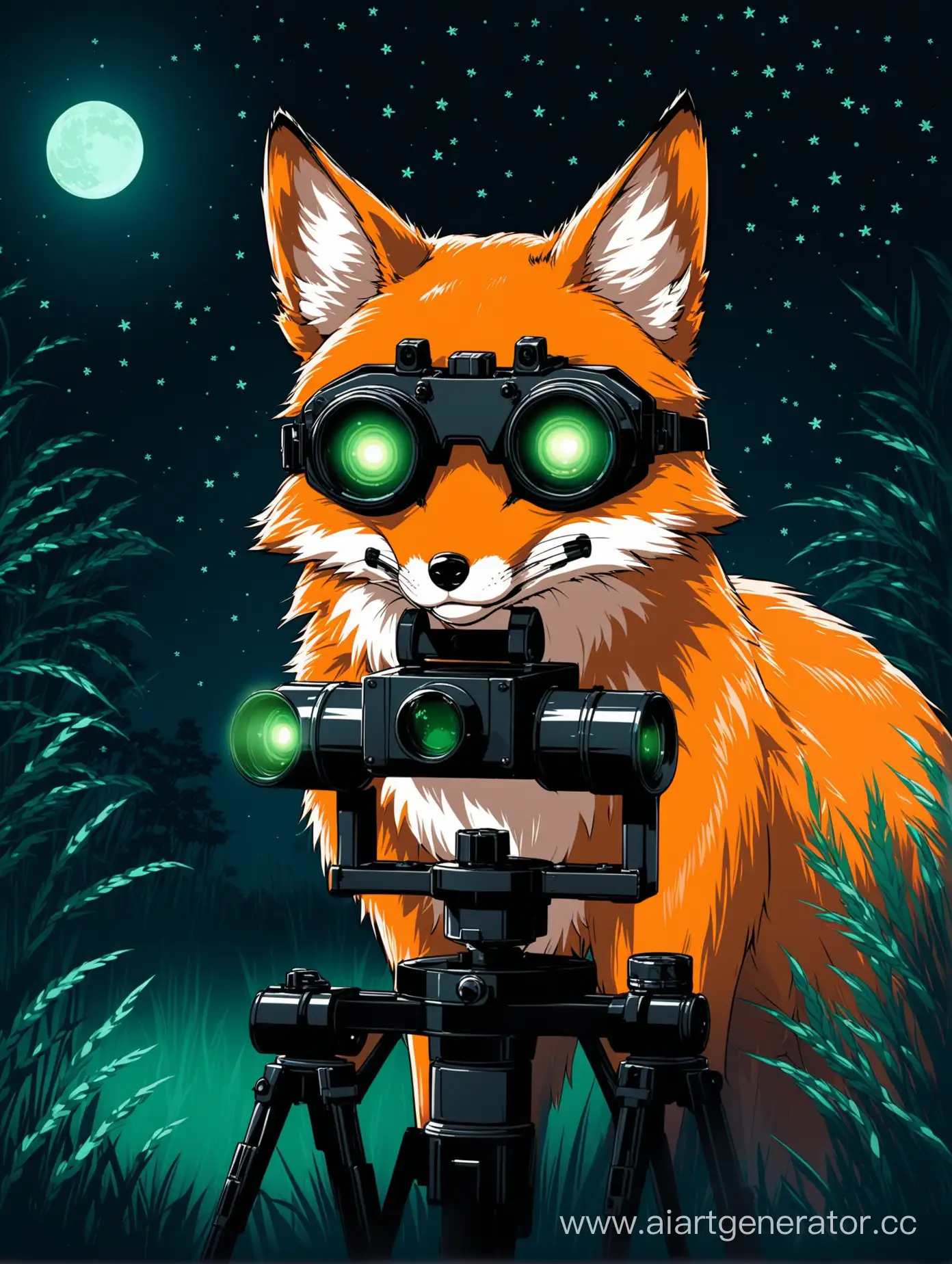 Fox-in-Night-Vision-Goggles-Observing
