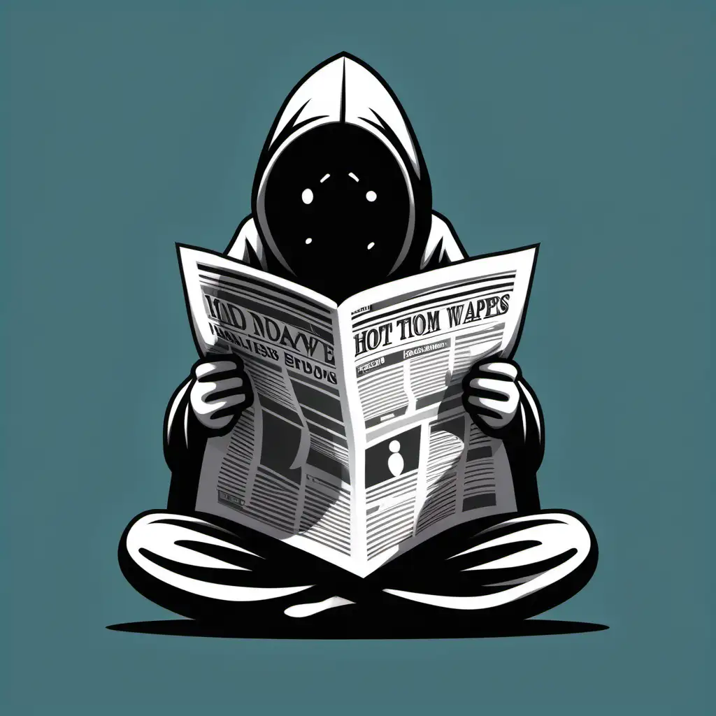 Anonymous Stick Figure Reading Newspaper in Cartoon Style
