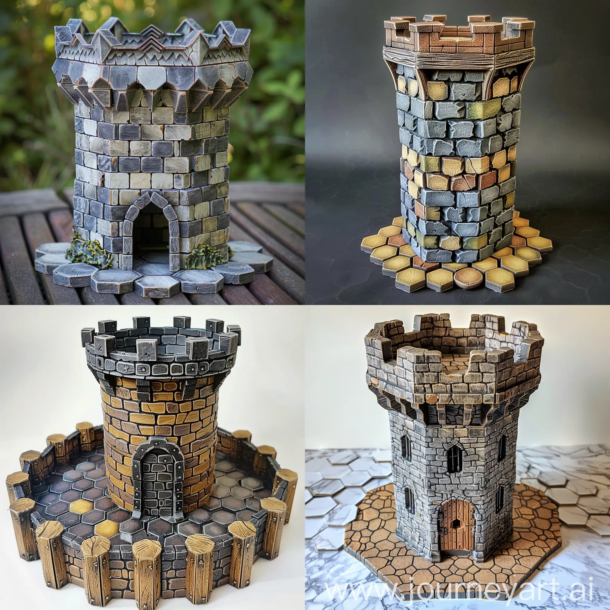 hexagon defence tower medieval style for game with hex tiles
