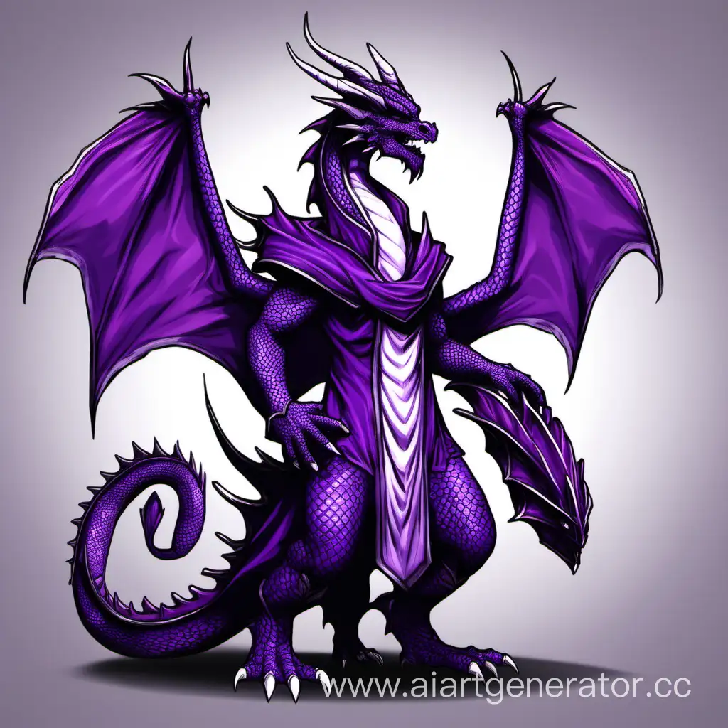 Фиолетовый дракон с фиолетовой мантией и белой маской