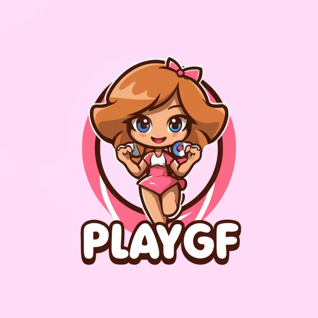 LOGO-Design-For-PlayGF-Stylish-Text-with-Short-Skirt-Cam-Girl-Icon