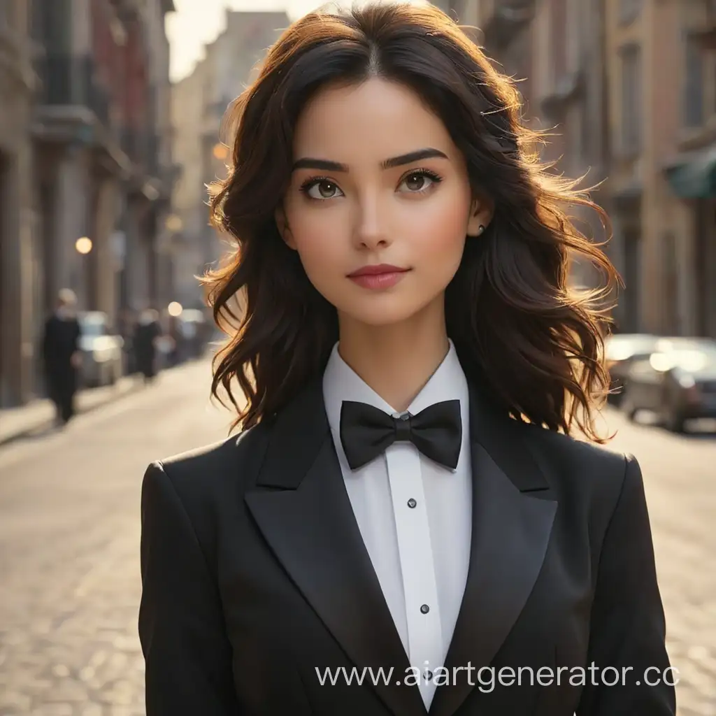 Elegant-Woman-in-Black-Tuxedo-Suiting-Up-for-Formal-Event