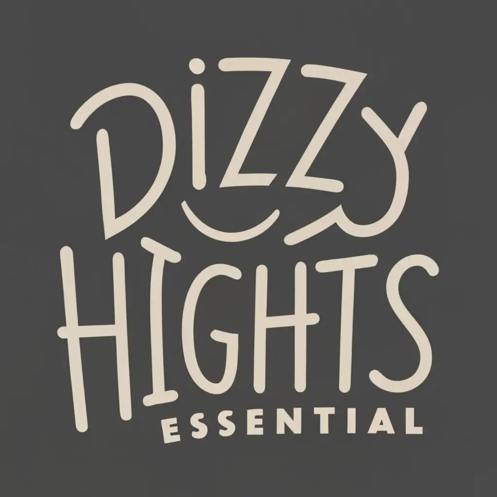 logo, clothing, b&w, with the text "Dizzy Heights Essential", typography
