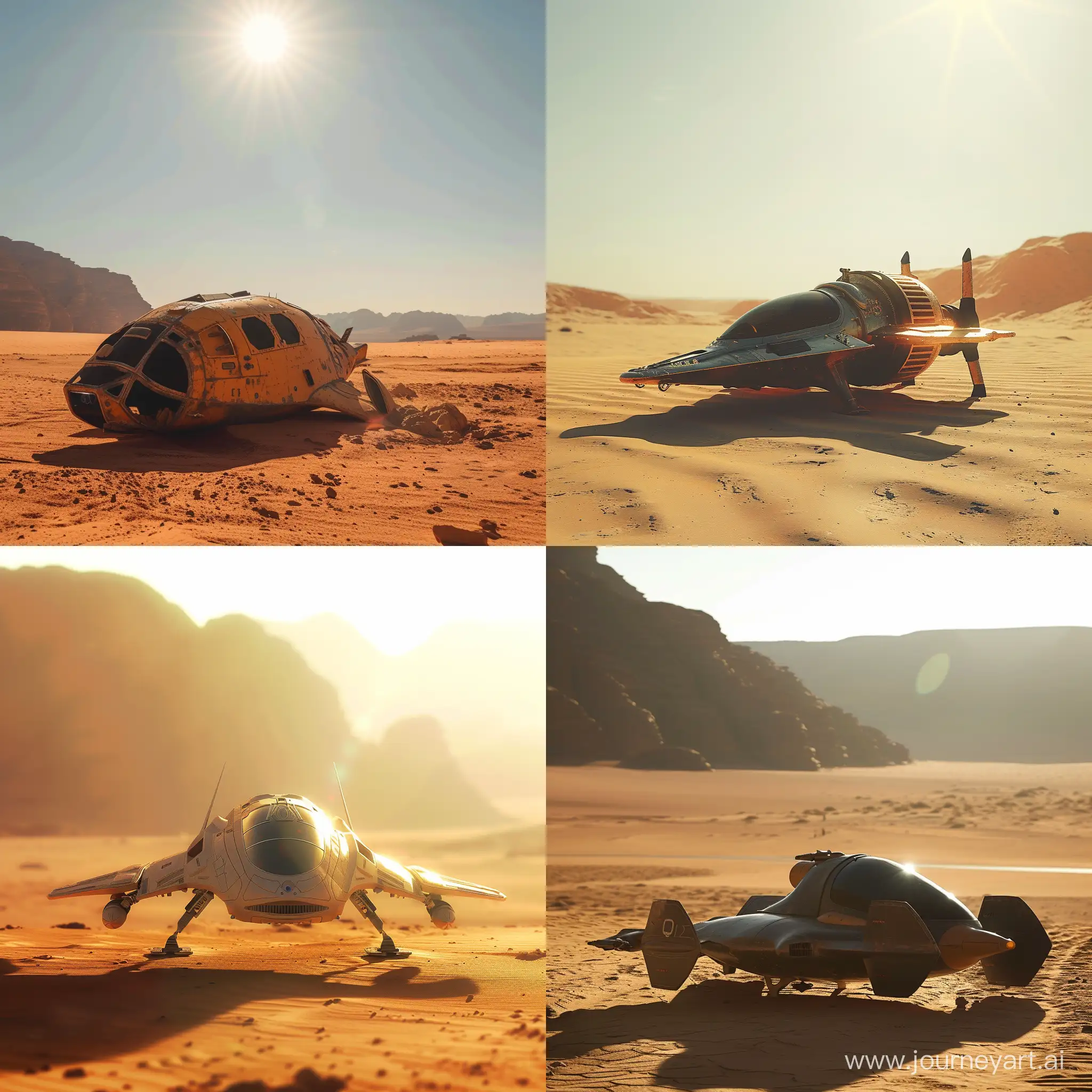 Futuristic-Combat-Spacecraft-Landing-in-Sunlit-Desert