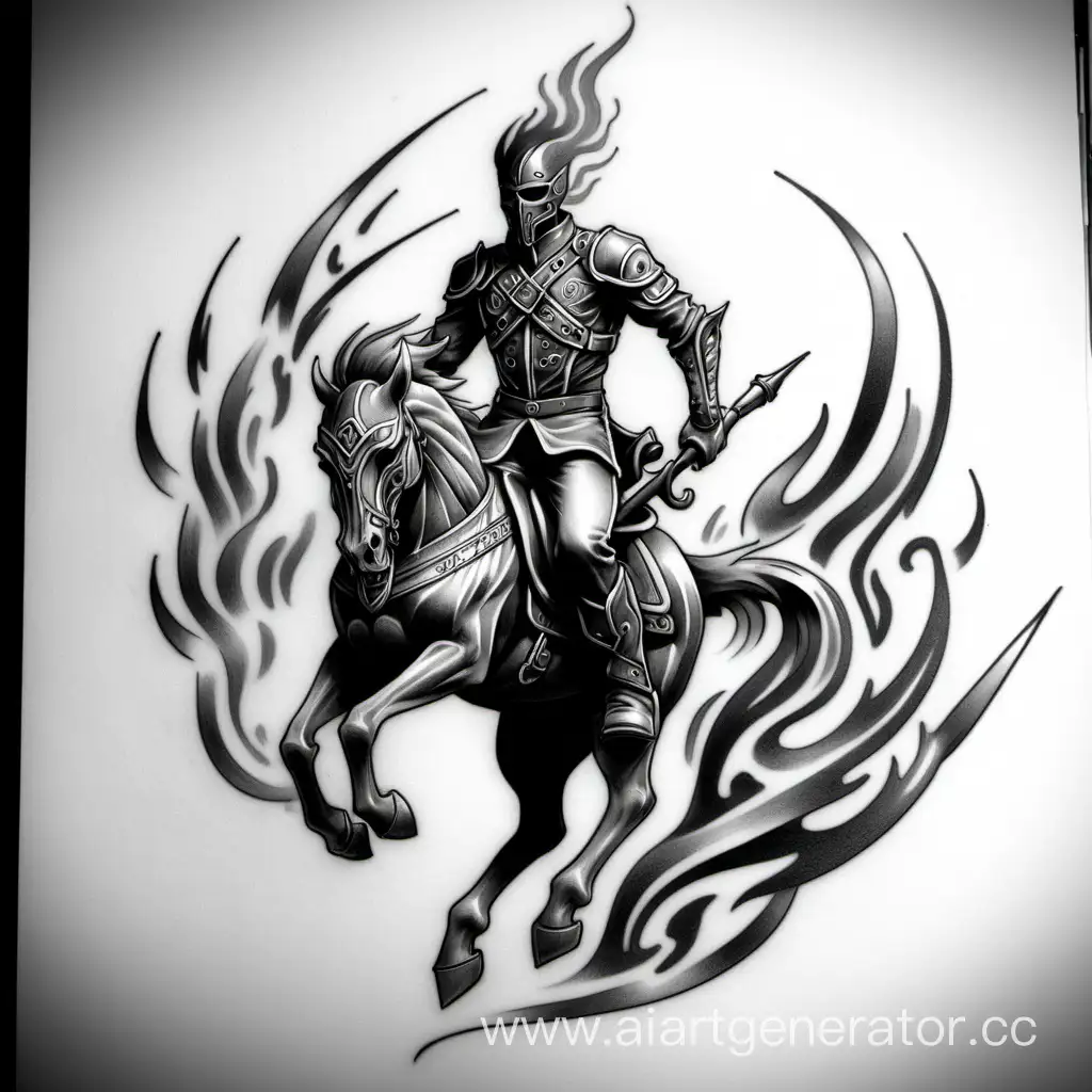 Fiery-Rider-Tattoo-Sketch-Dynamic-and-Striking-Firethemed-Body-Art