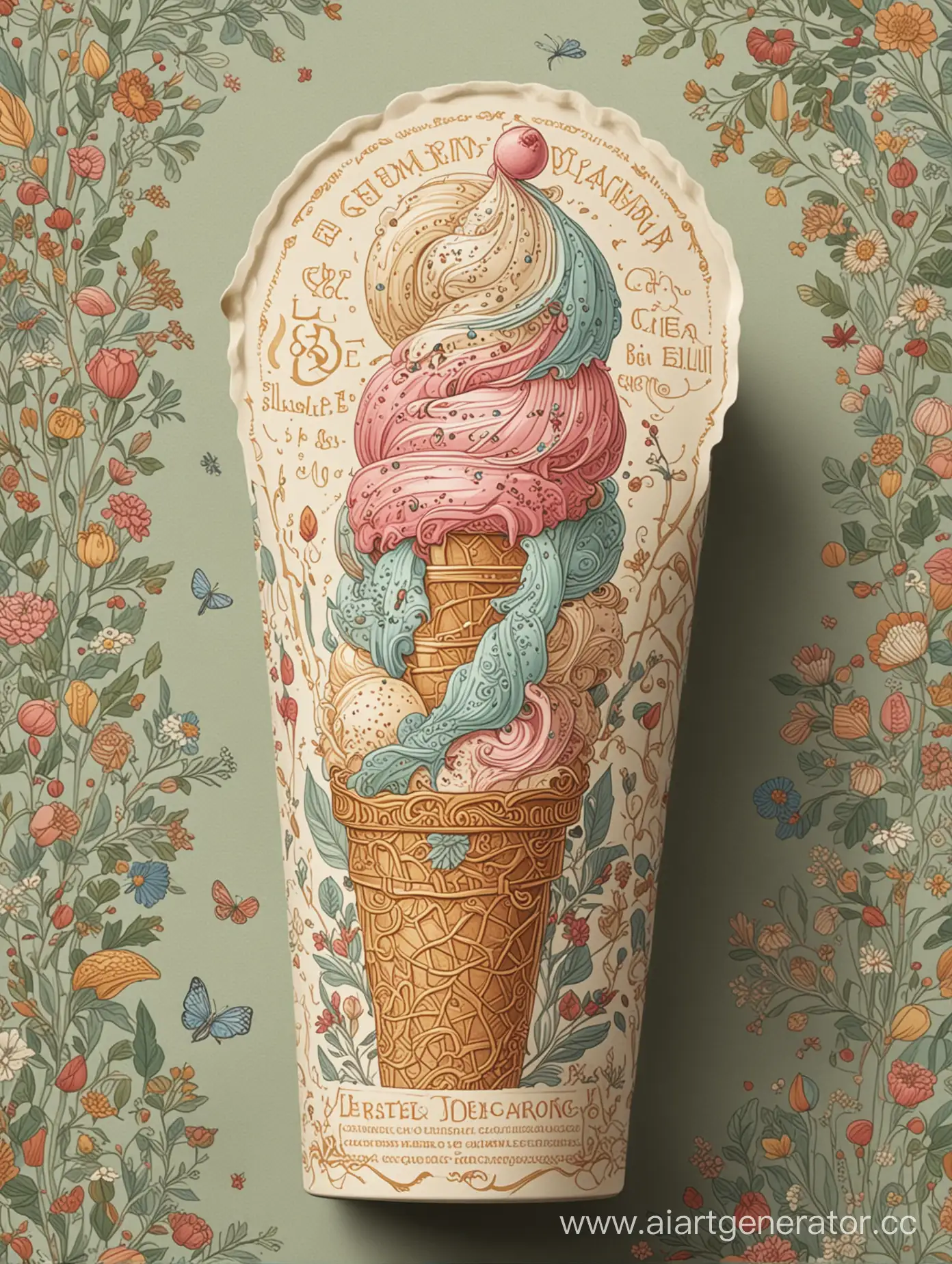упаковка мороженого в стиле иллюстратора Билибина 