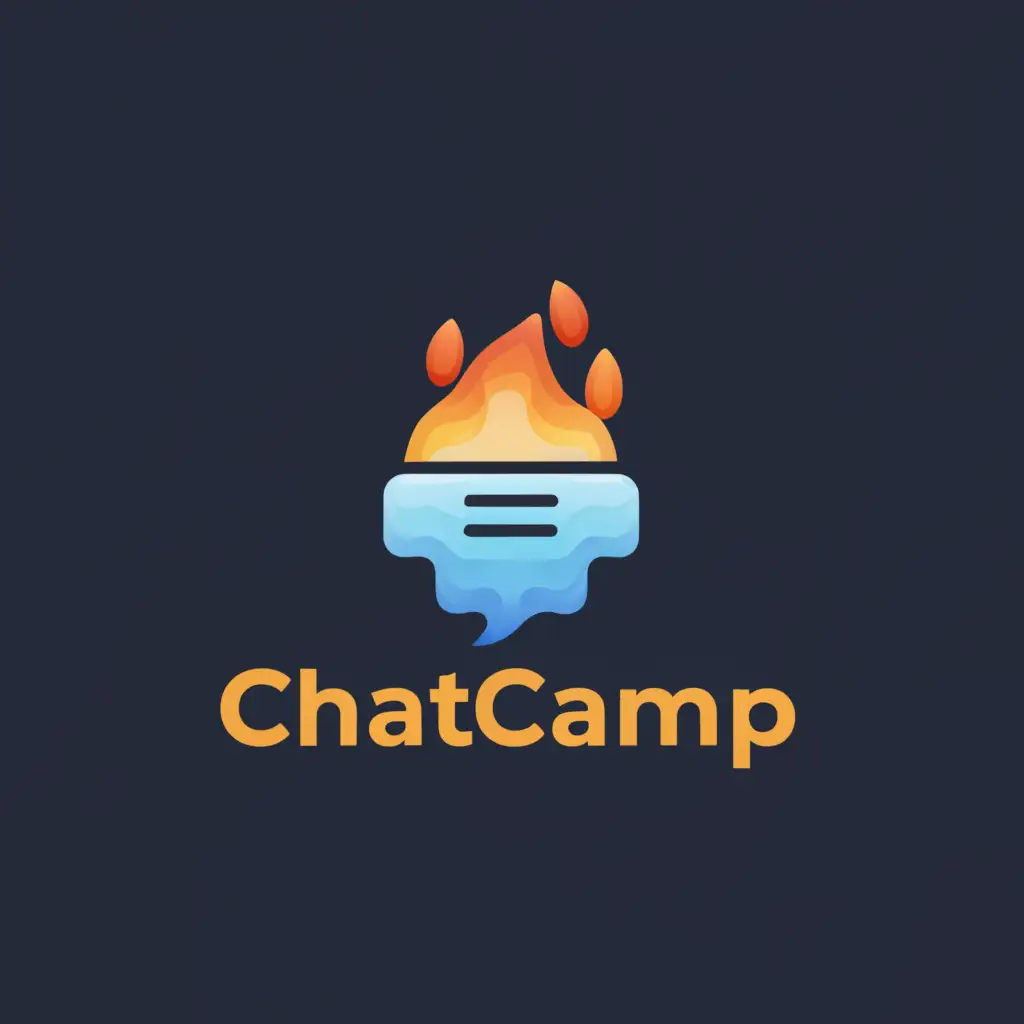 a logo design,with the text "Chatcamp", main symbol:main symbol of the logo, chat around a camp,Moderate,be used in Internet industry,clear background
