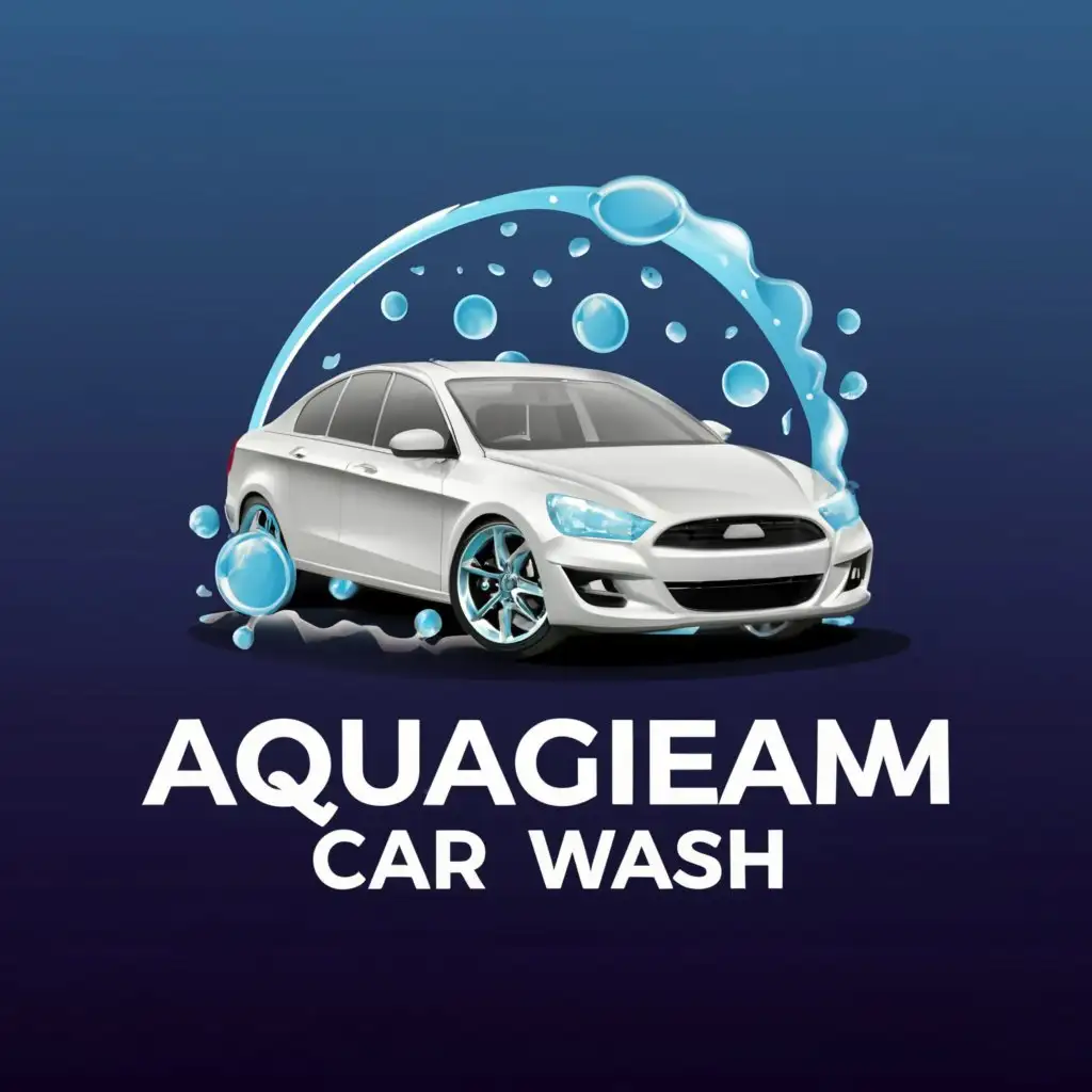 LOGO-Design-for-AquaGleam-Car-Wash-Blue-and-White-with-Water-Droplets-and-Shining-Car-Silhouette