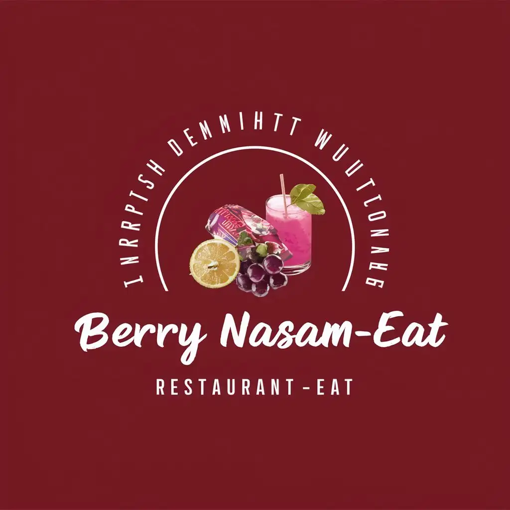 logo, turkish delight, butchi, mulberry lemonade, with the text "berry nasam-eat", typography, be used in Restaurant industry