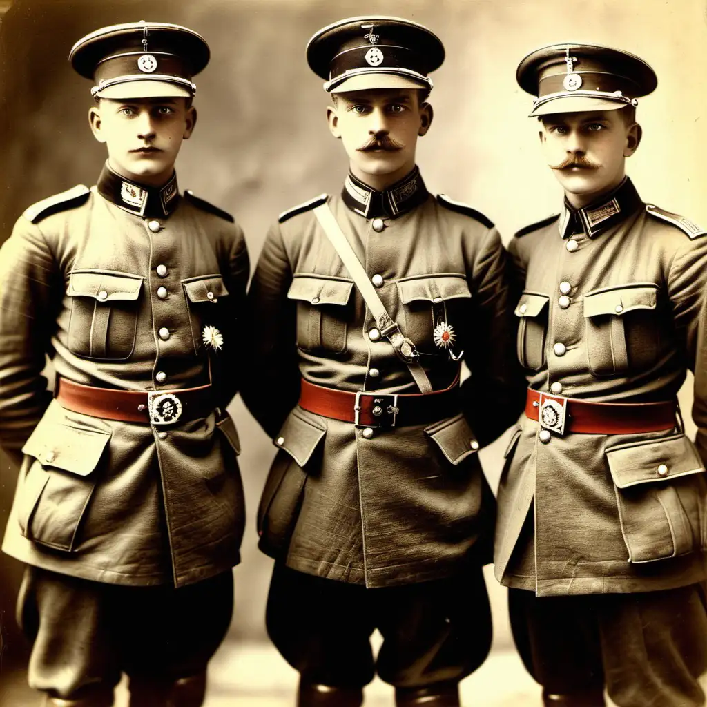Three Young German Officers in World War One