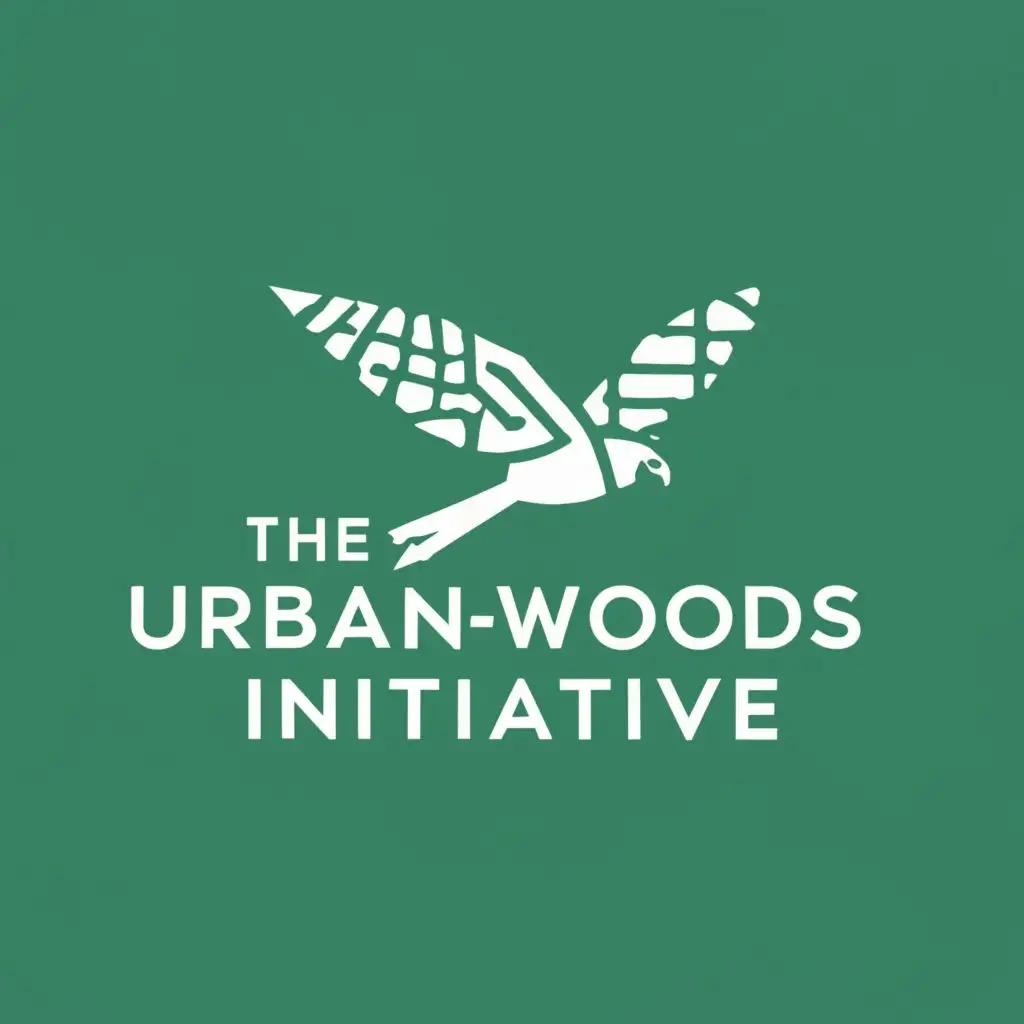 logo, Coniferous trees, skyscrapers, peregrine falcon, birding, with the text "The Urban-Woods Initiative", typography, be used in Nonprofit industry