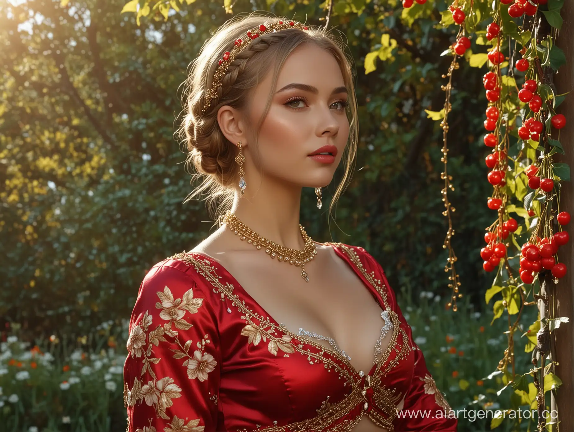 Enchanting-Russian-Beauty-in-Cherry-Garden-Kokoshnik-Ensemble