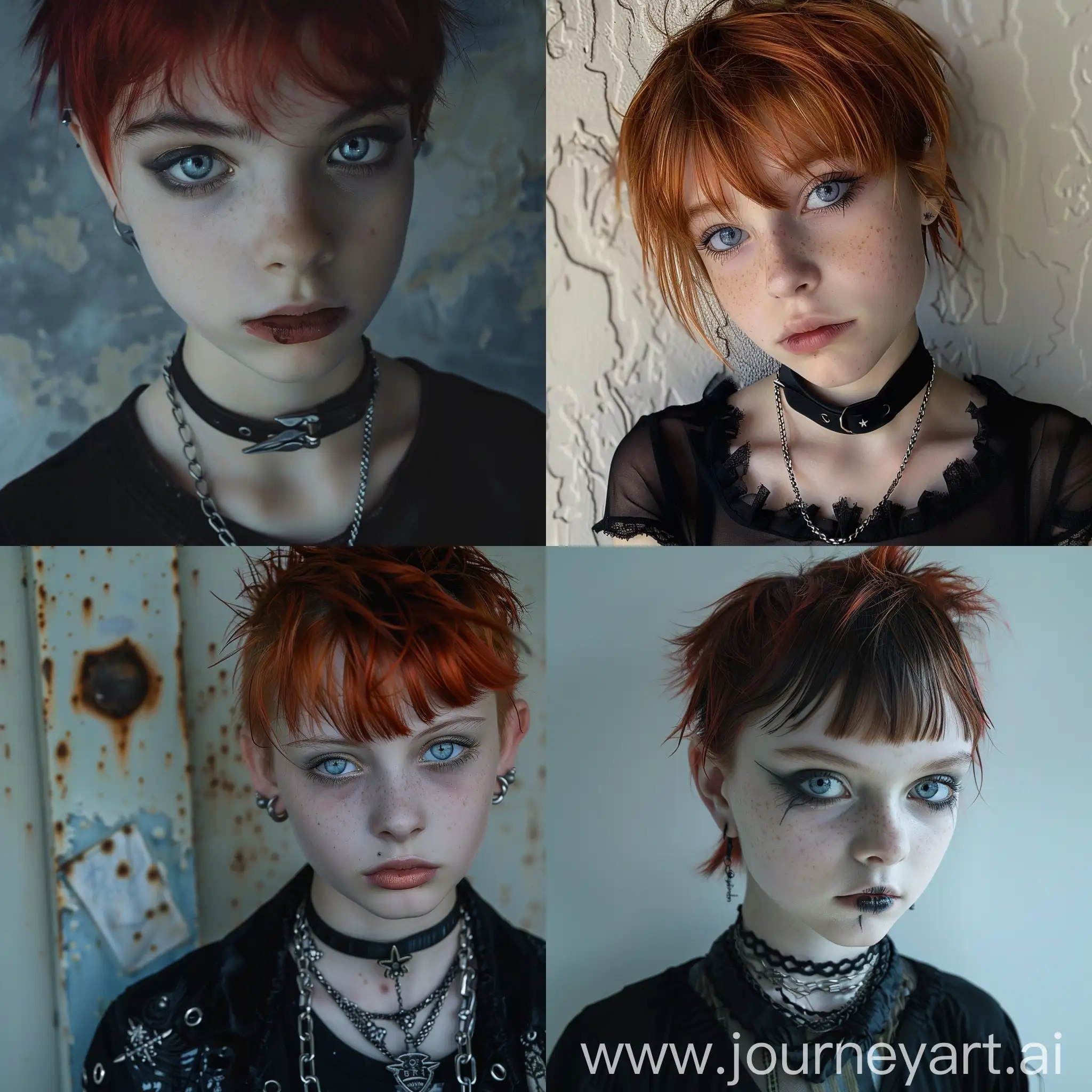 Goth-Teenage-Girl-with-Pixie-Cut-and-Red-Hair-Portrait