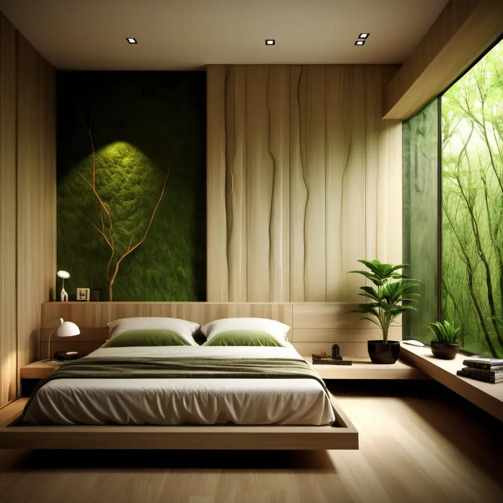 Tranquil Bedroom Retreat with Natureinspired Design
