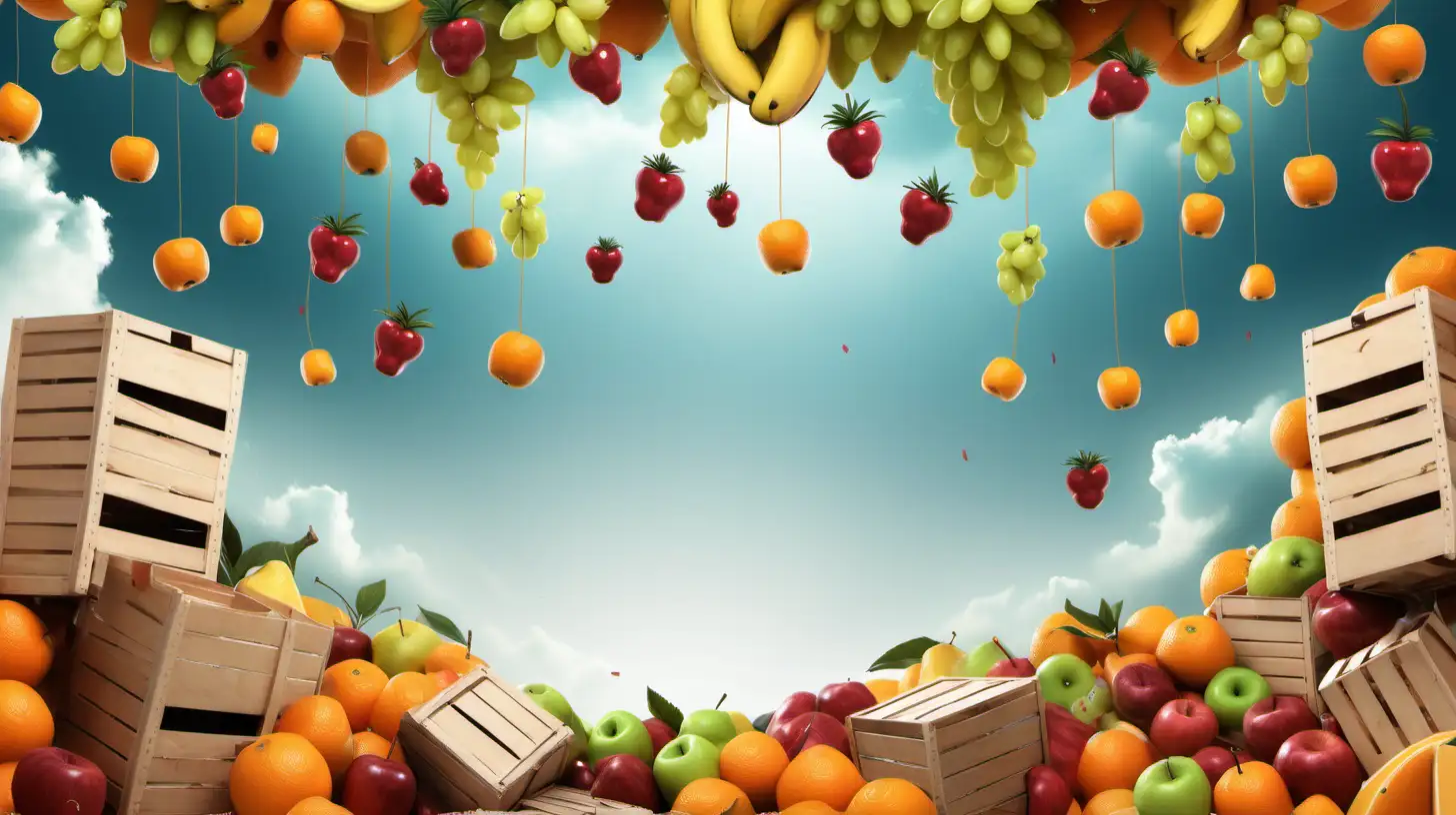 create a background for fruit boxes falling out of the sky

