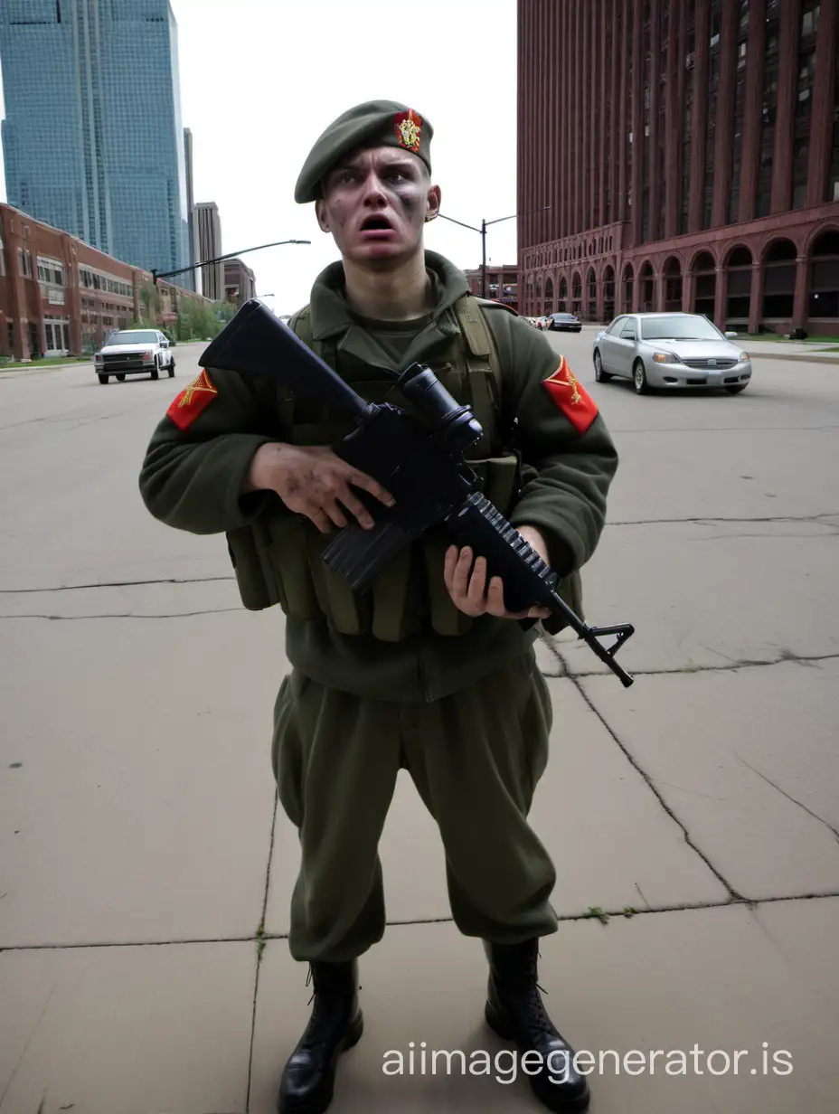 Scared Russian soldier in detroit
