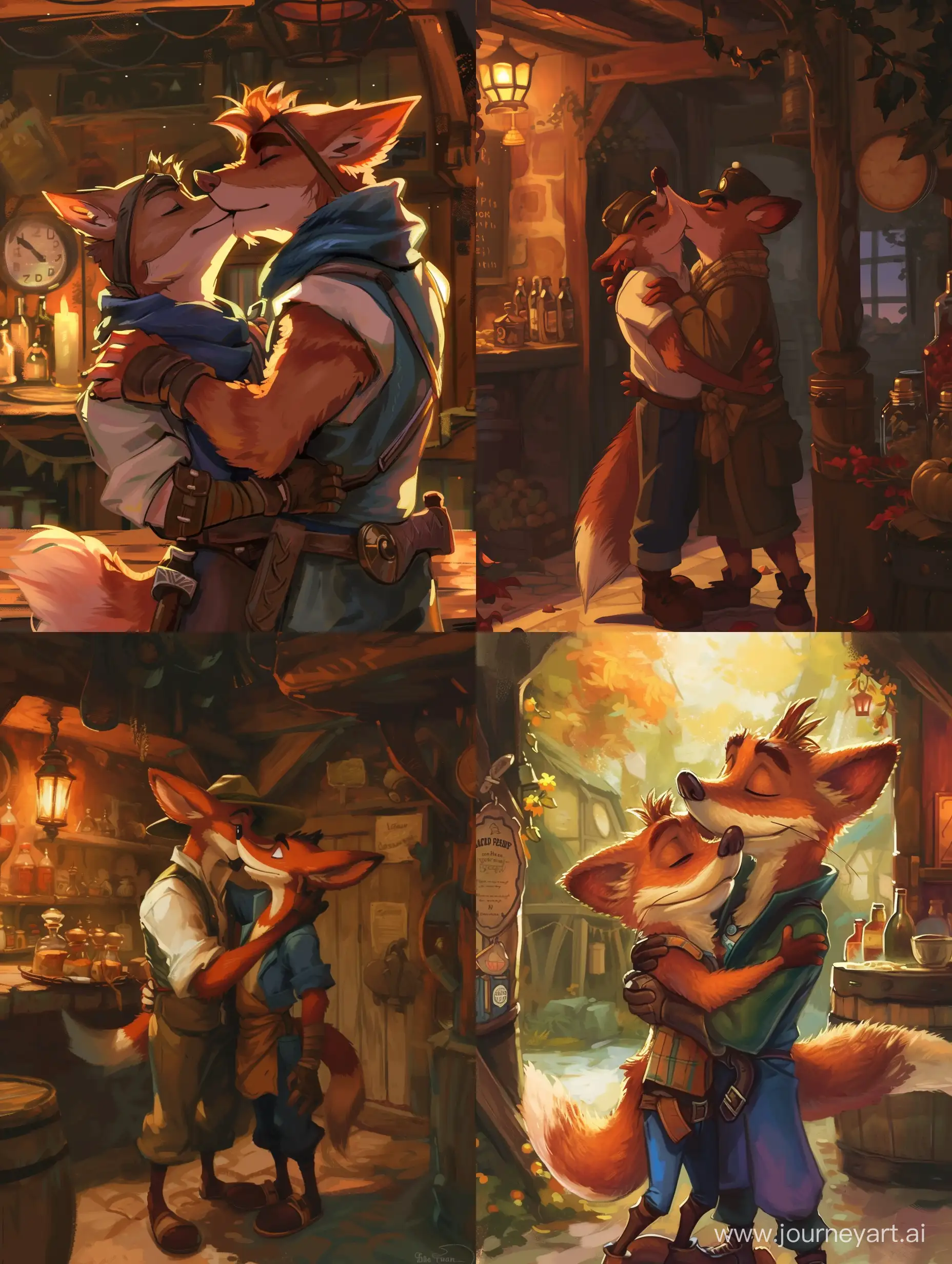 Adorable-Anime-Furry-Coco-Bandicoot-Sharing-a-Sweet-Kiss-with-Bandicoot-Guy-Near-Tavern