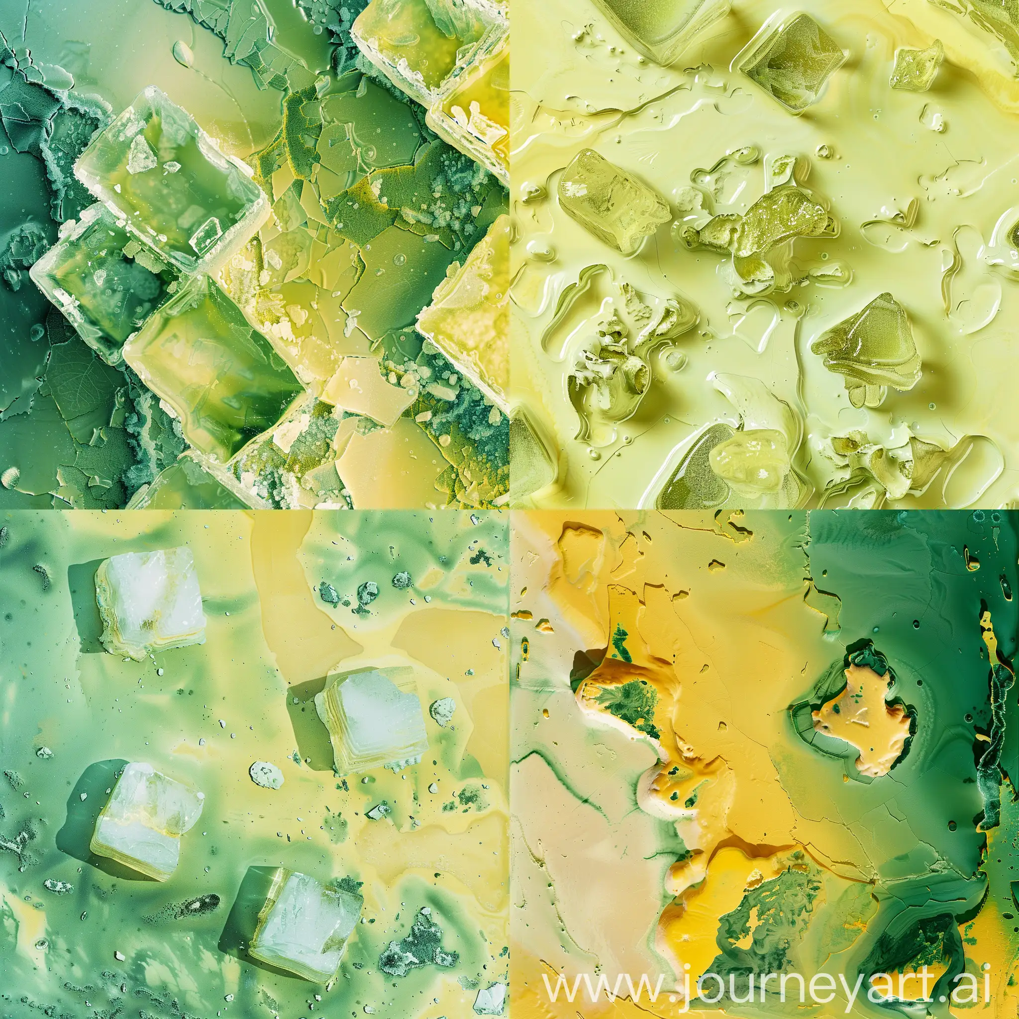 explorers discover methanol contaminating ancient ice cubes from nasa satellite, in the style of light green and yellow, minimalistic surrealism, birds-eye-view, bold color contrast, canon eos 5d mark iv, figura serpentinata, australian landscape