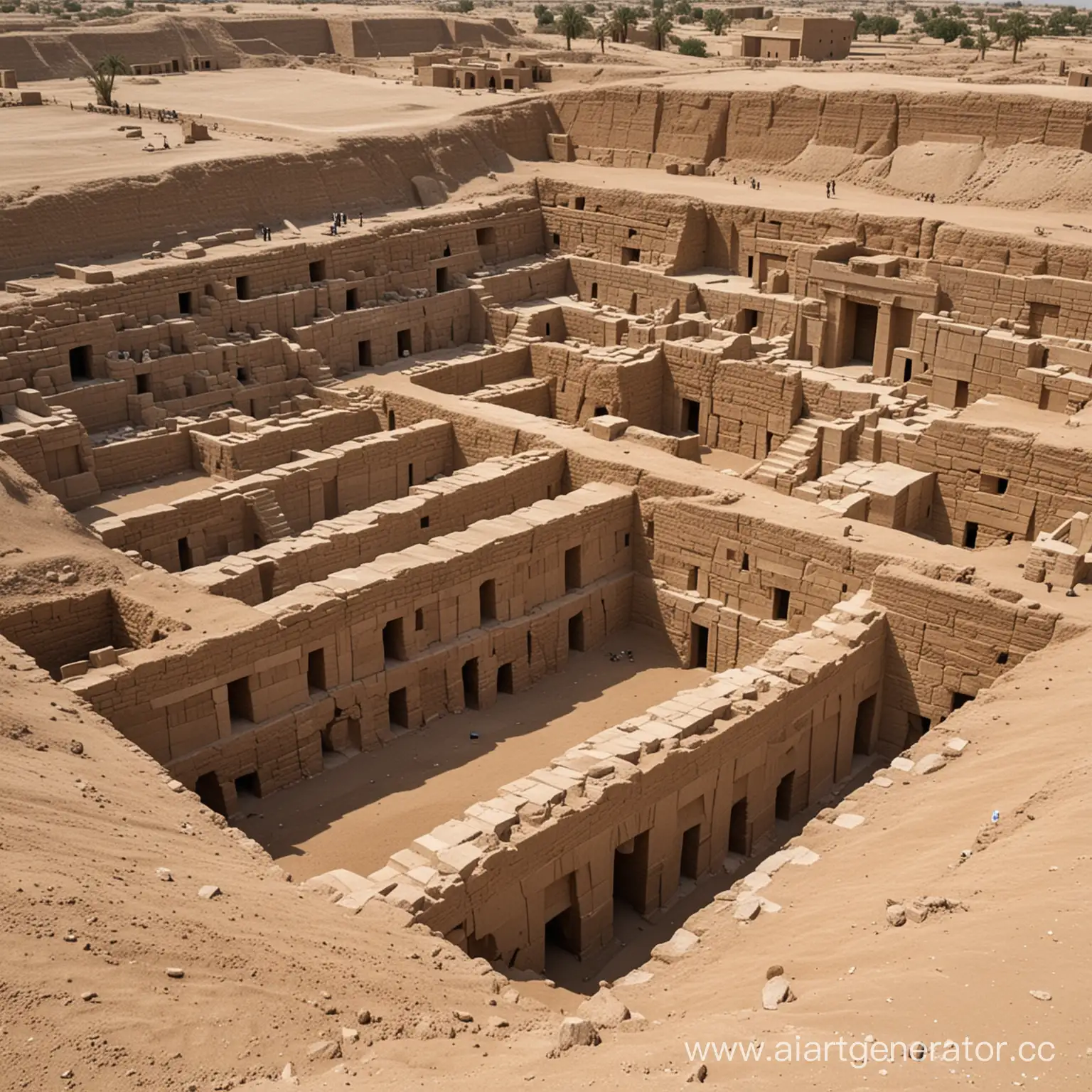 древний 10 ярусный некрополь в вавилоне,который только что откопали,и проводят осмотр,толстые стены,и высокие потолки