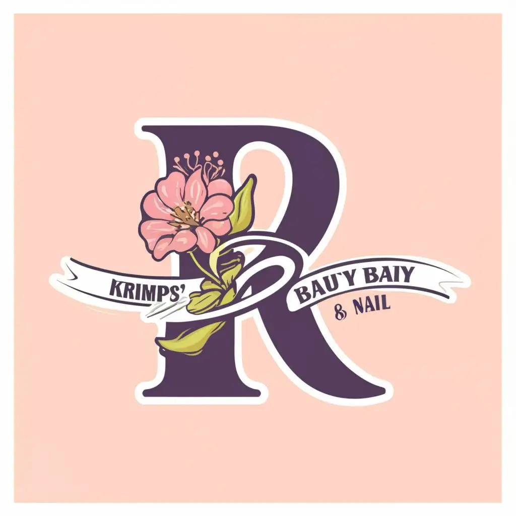 logo, R, with the text "Krimp's Beauty Bay & Nail", typography, be used in Beauty Spa industry