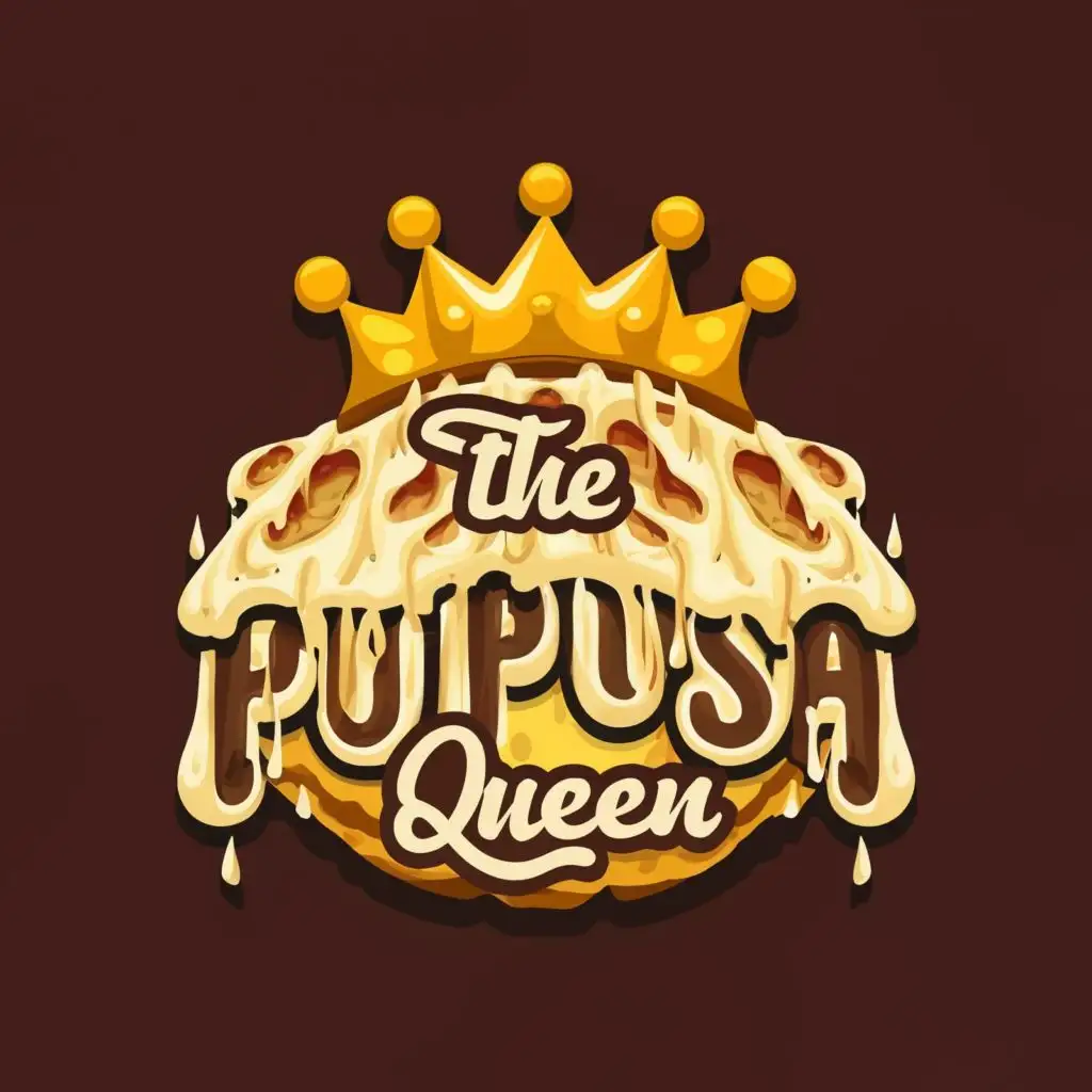 logo, tortilla cheesy melted a lot of cheese crown logo, with the text "The Pupusa Queen", typography, be used in Restaurant industry