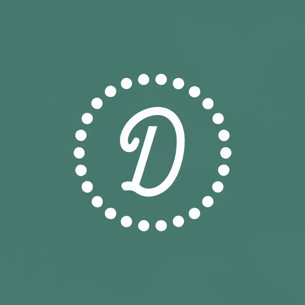 logo, DOTTED CIRCLE, with the text "D", MAKE IT CLICKER SCRIPT, MAKE BACGROUND COLOR TO GREEN, AND LETER D CHANGE IT TO CLICKER SCRIPT FONT