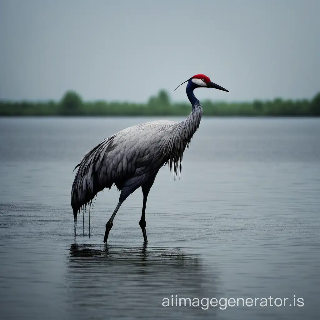 Graceful-Crane-Bathing-in-Tranquil-Waters