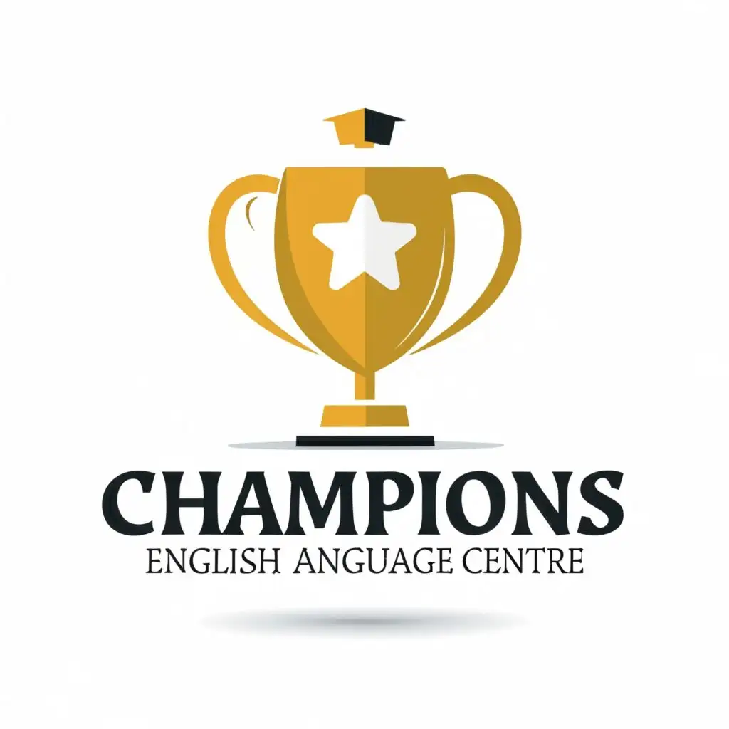 logo, champion trophy, with the text "Champions English Language Centre", typography, be used in Education industry