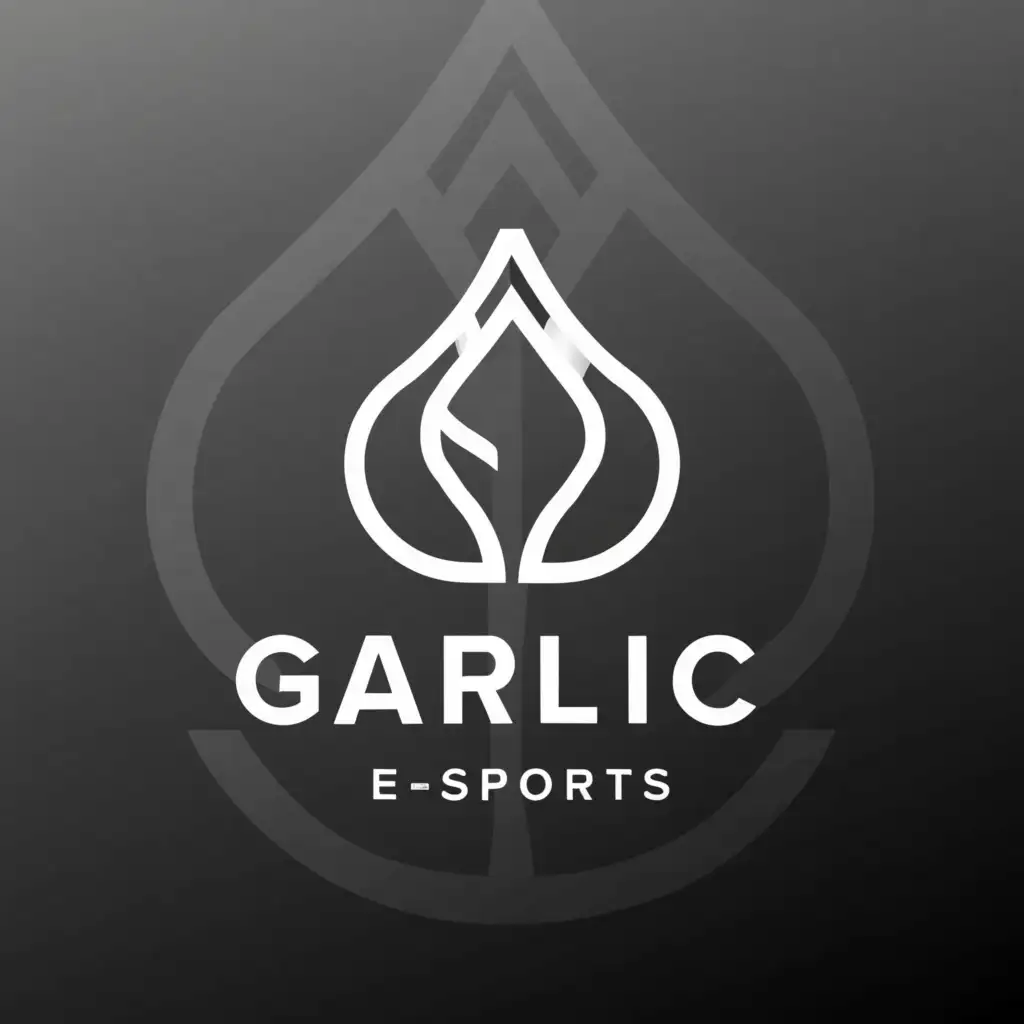 a logo design,with the text "Garlic E-sport", main symbol:Esport Team Logo,Game feature,white and gray colour.,Minimalistic,clear background